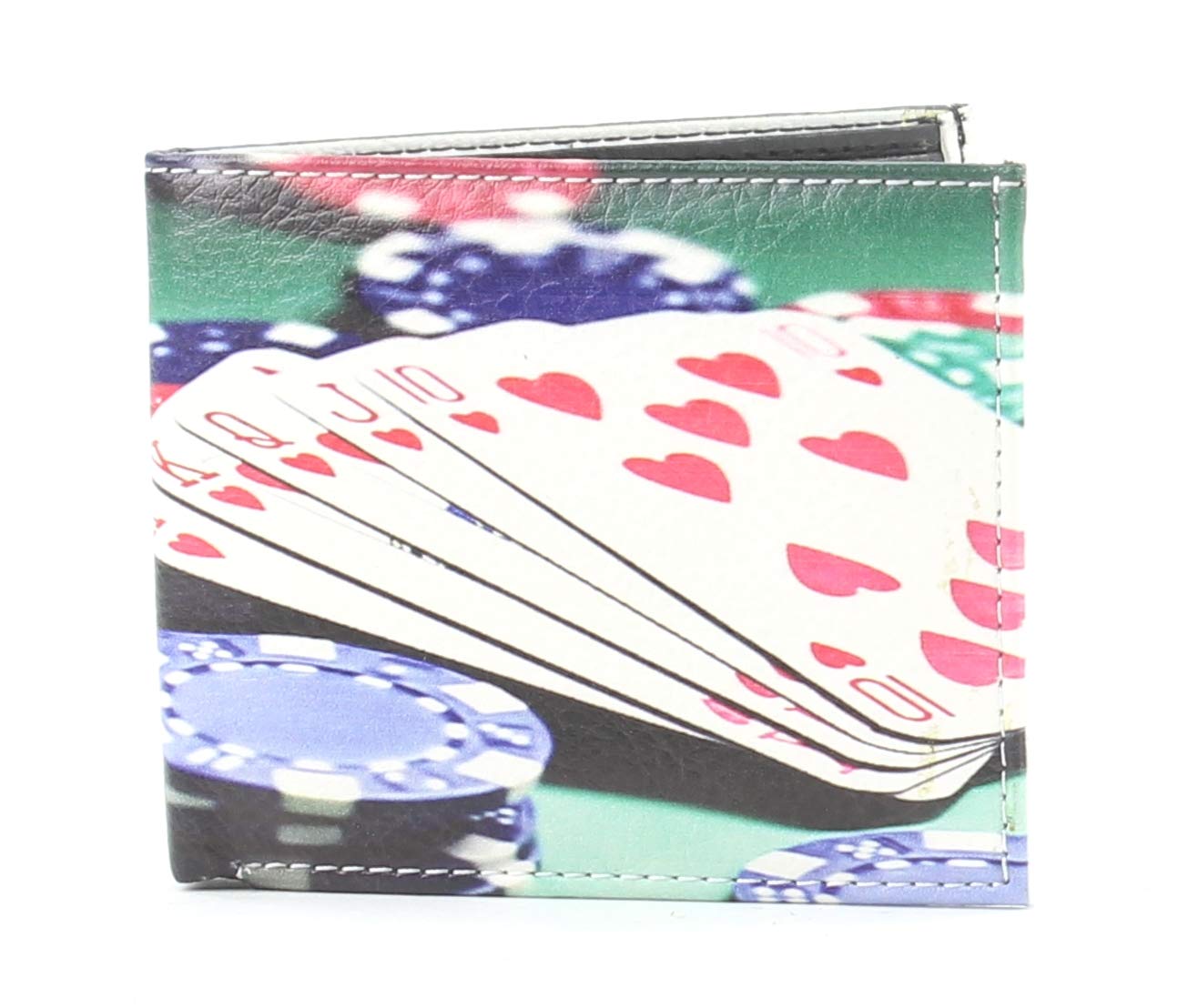 Vegan Leather Wallet for Men - Slim Bifold Vegas Poker Chips Casino Print Wallet with 2 ID Windows, 7 Card Slots & Cash Compartments | RFID Blocking | Gift Box Included | Perfect for Casino Nights, Travel & Everyday Use