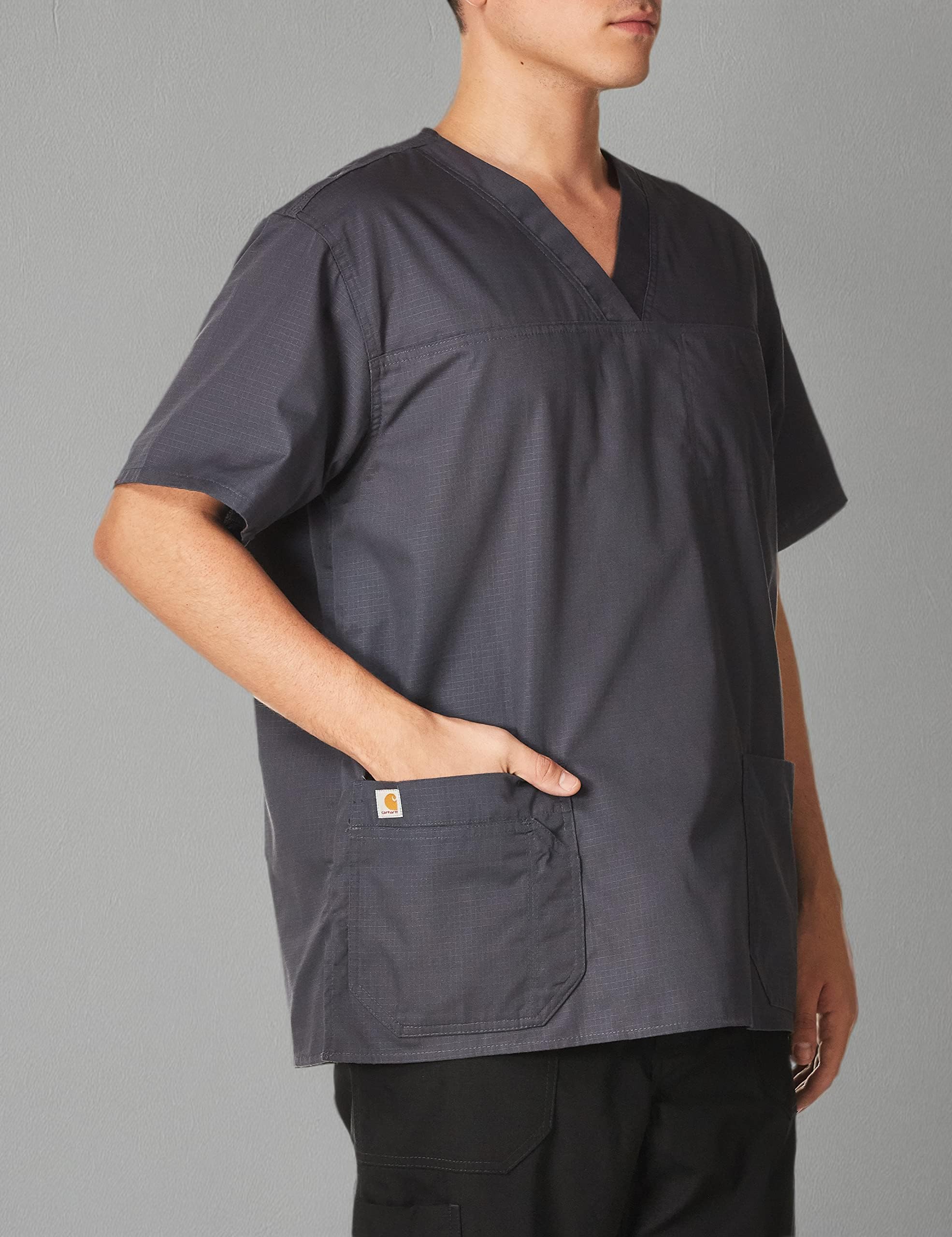 Carhartt Men's Ripstop Multi-Pocket Scrub Top - Durable Work Shirt for Medical Professionals & Healthcare Workers - Perfect for Hospitals, Clinics & Nursing Shifts