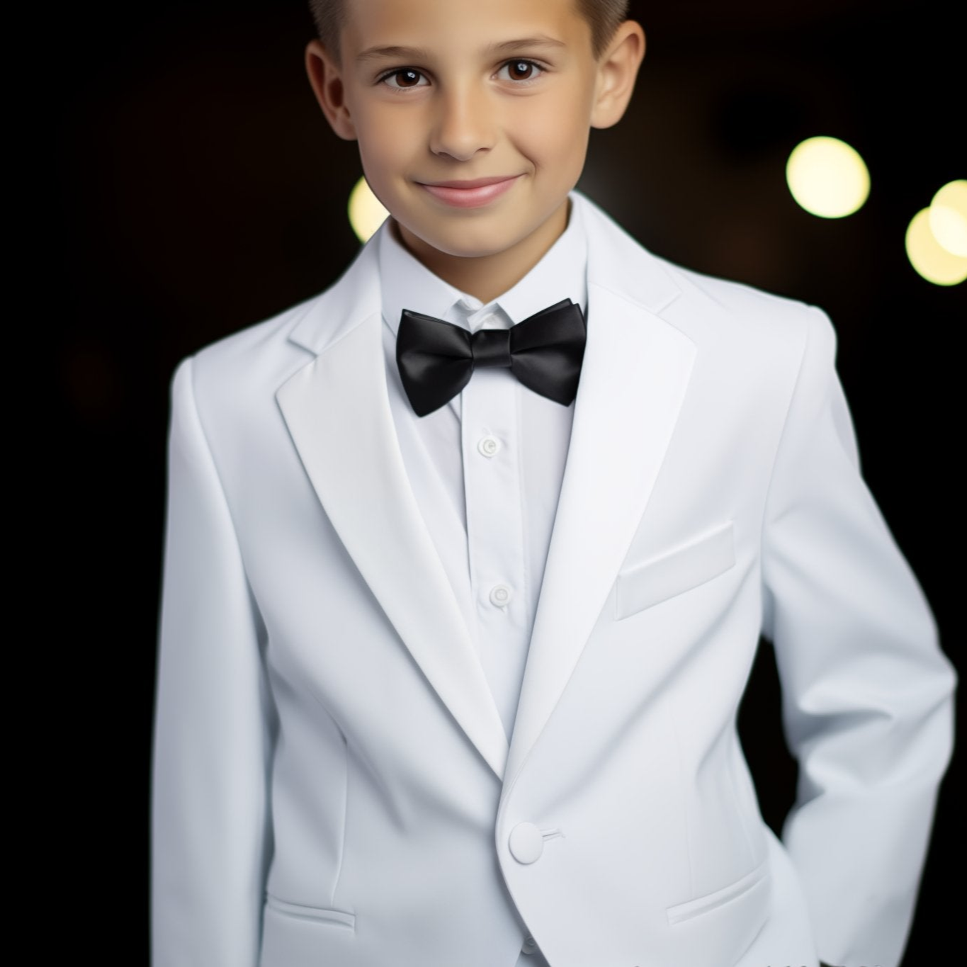 Boys White James Bond Tuxedo Suit - Formal Kids Tuxedo for Weddings, Parties & Special Occasions | Premium Quality Dress Suit for Boys