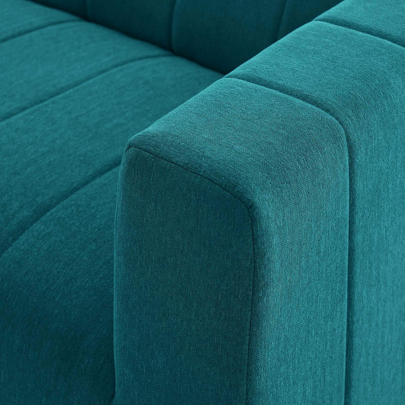 Modway Bartlett Channel Tufted Upholstered 3-Piece Sectional Sofa in Teal - Modern Living Room Furniture for Small Spaces & Apartments