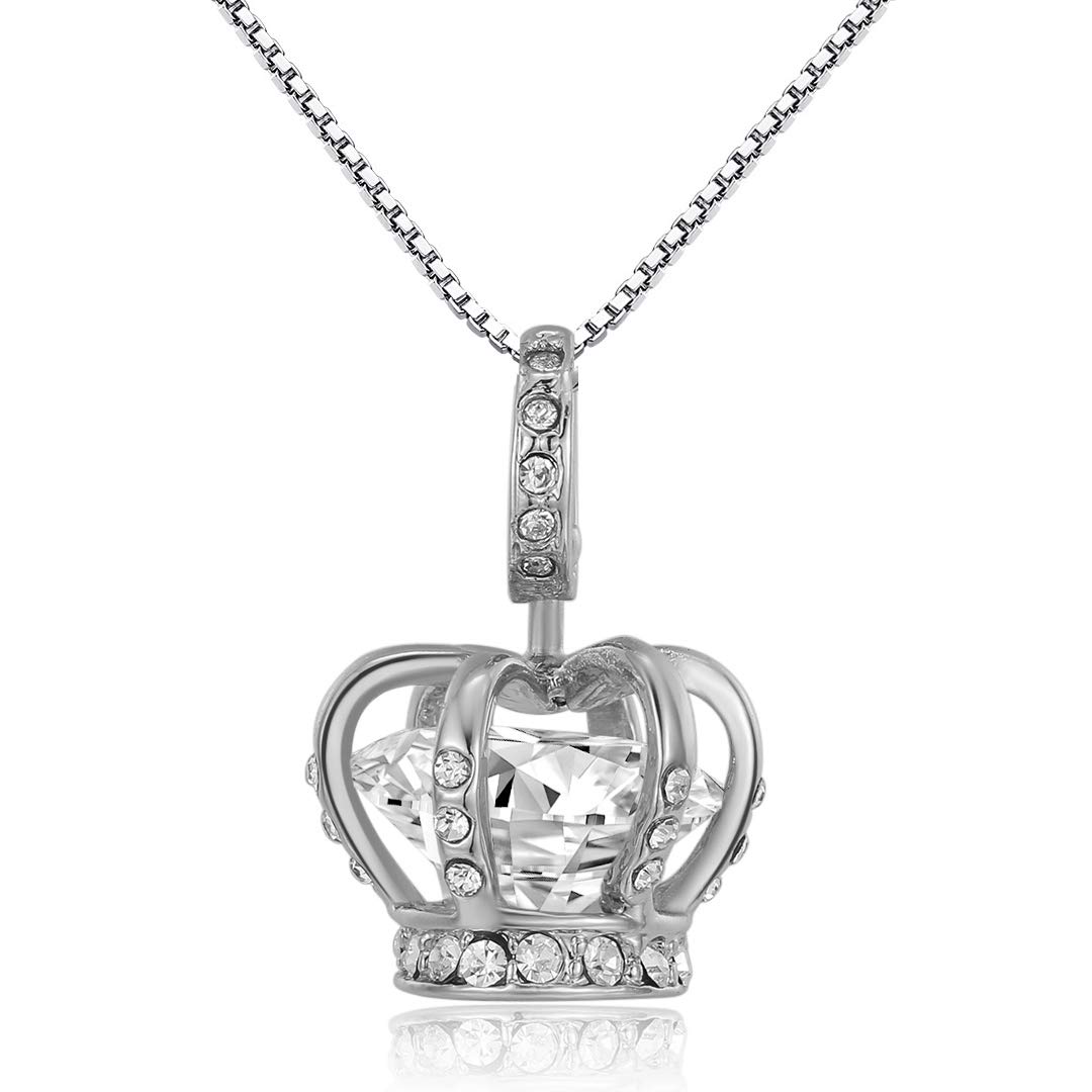 CF100 Queen Crown Jewelry Set - Elegant Royal Style Necklace & Earrings Gift Box for Women | Perfect for Weddings, Anniversaries & Special Occasions