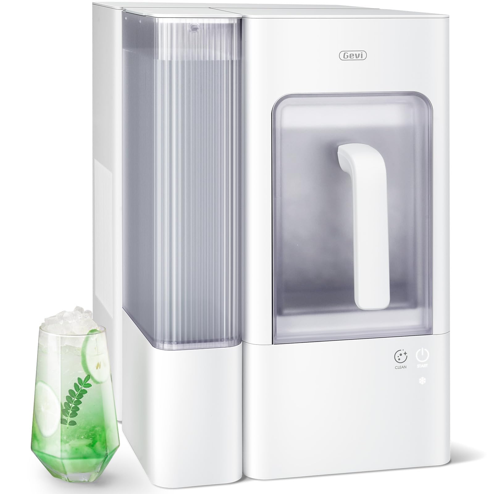 Gevi Adella Gemi Countertop Nugget Ice Maker - 40 lbs/24H Chewable Pellet Ice Machine with 1 Gallon Side Tank & Portable Ice Basket, Self-Cleaning for Home, Office, Party & Outdoor Use