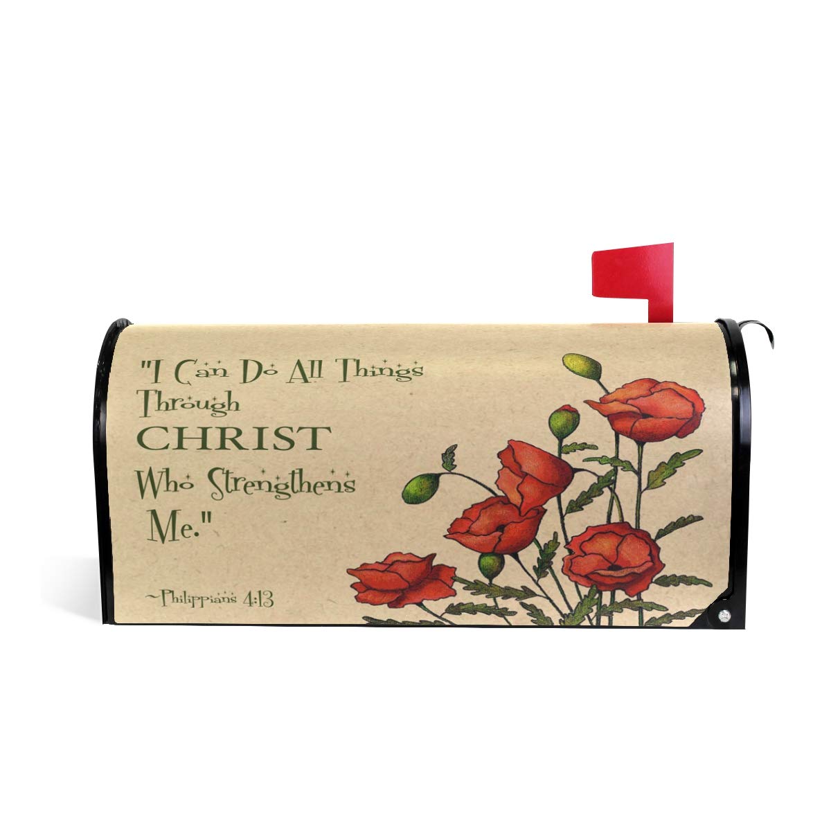 Retro Magnetic Mailbox Cover - 20.8x18 Inch Colorful Poppy Design for Outdoor Decor & Garden