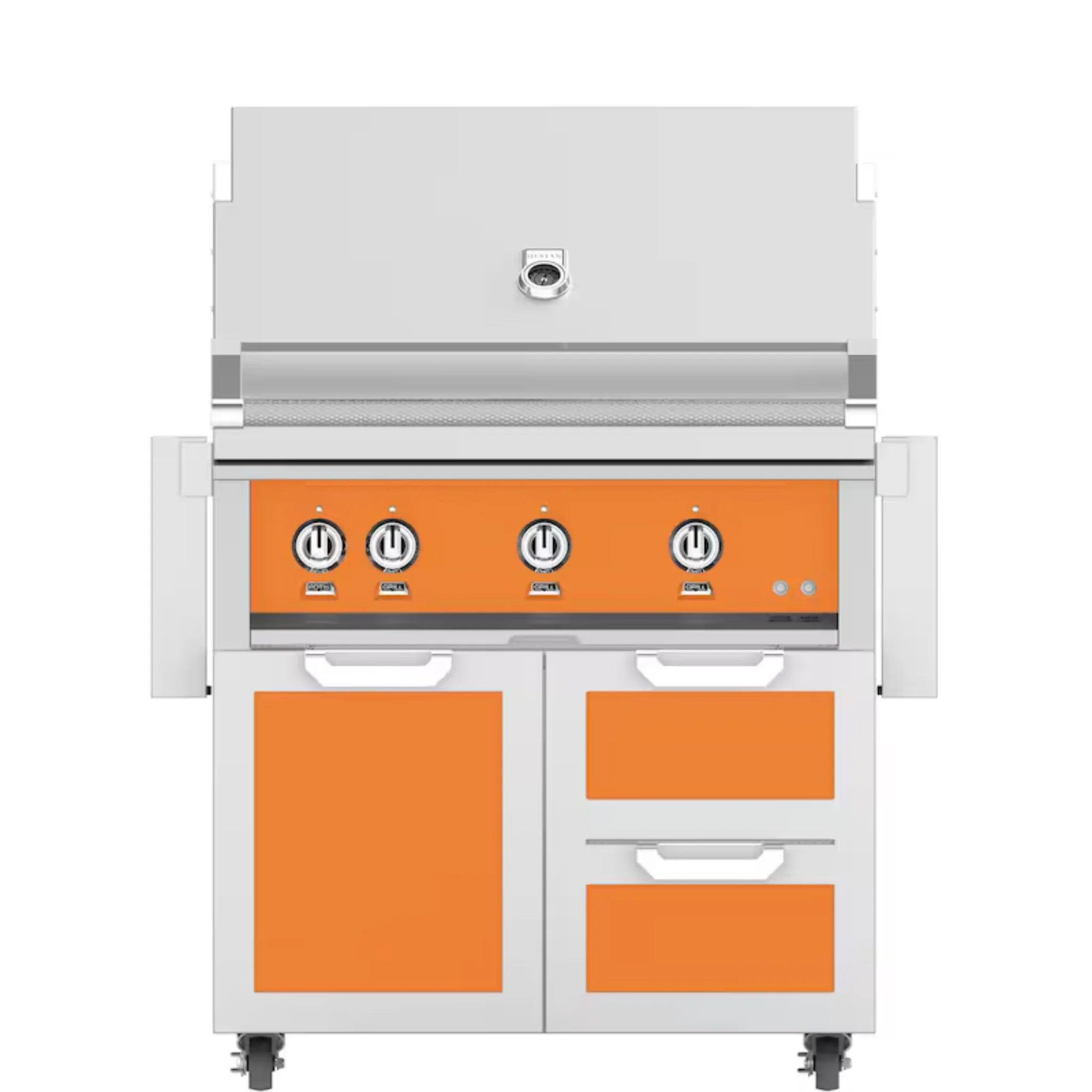 Hestan 36-Inch Freestanding Outdoor Gas Grill with Door & Double Storage Drawers - GBR36 GCR36 - Perfect for Backyard BBQs, Patio Cooking, and Outdoor Entertaining