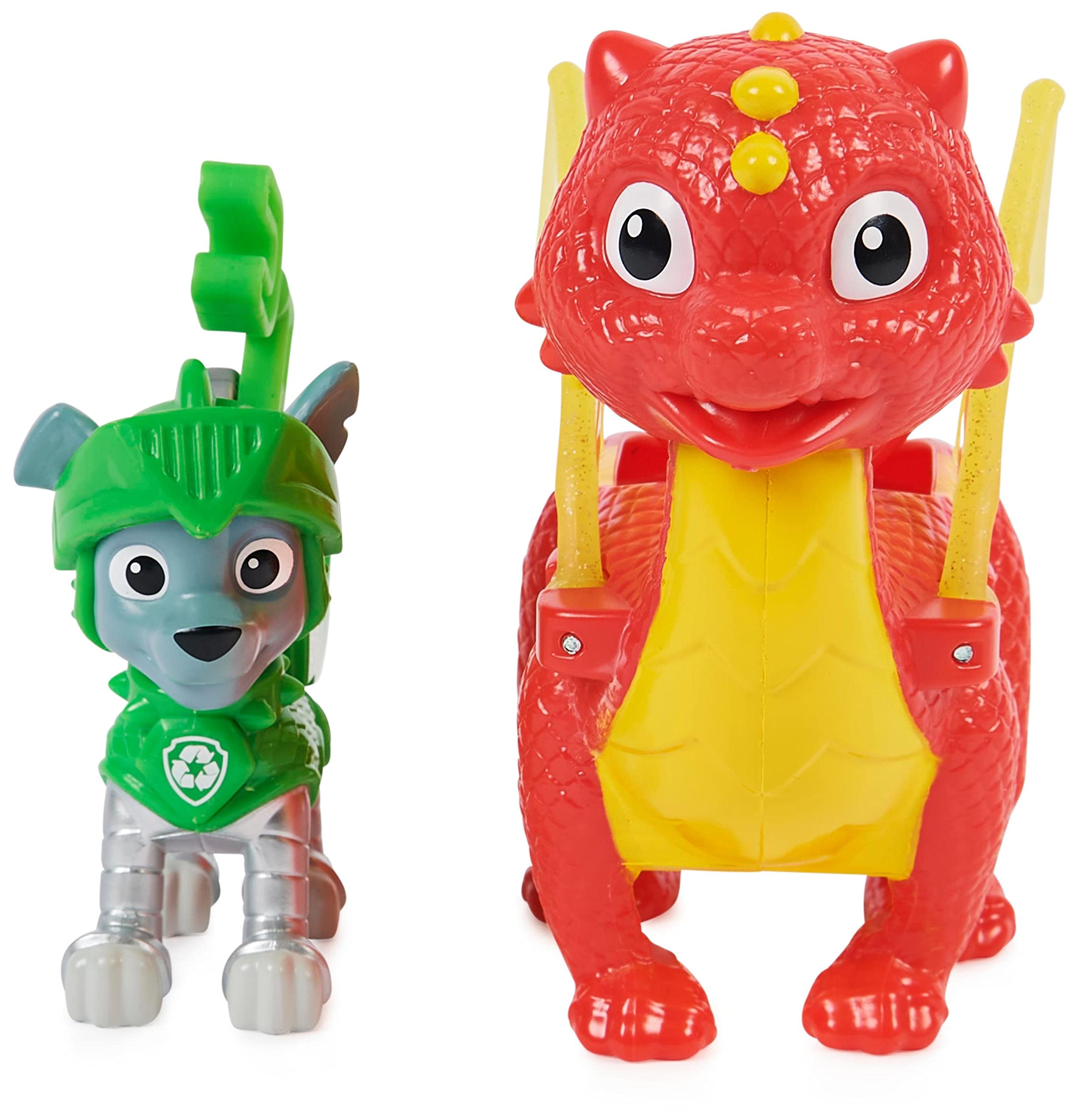 PAW Patrol Rescue Knights Rocky & Dragon Flame Action Figures Set of 2 | Spin Master 6063596 | Kids Toy for Pretend Play & Adventure Storytelling