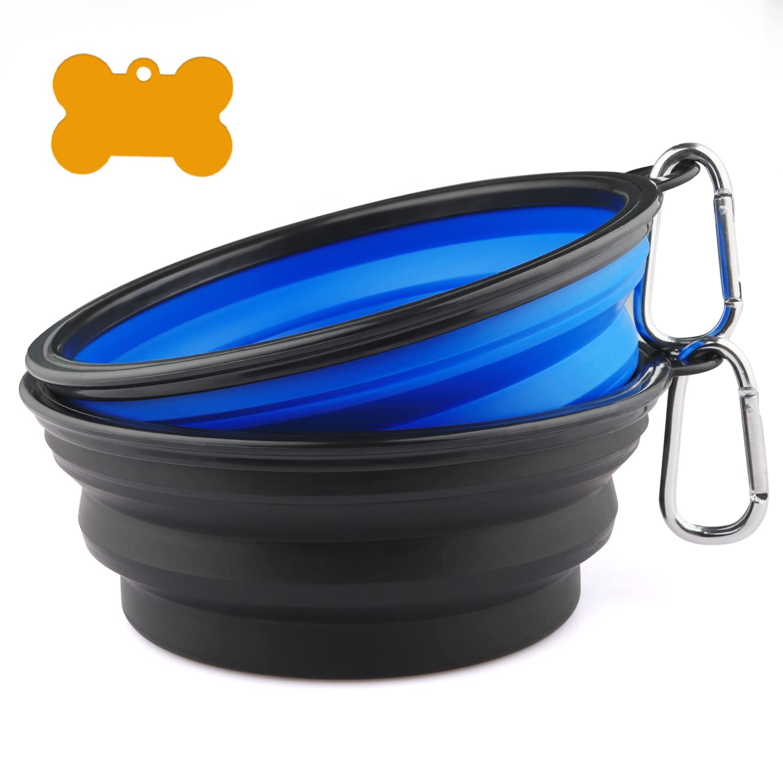 MXZONE 3-Pack Collapsible Silicone Dog Bowls - Foldable Expandable Pet Food & Water Dish for Small Dogs & Cats - Portable Travel Bowl with Free ID Tag - Perfect for Hiking, Camping & Outdoor Adventures