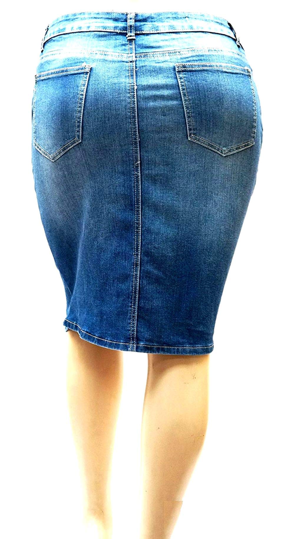 Jack David & Voir Twill Women's Plus Size Stretch Denim Button Front Skirt - 1X 2X 3X - Comfortable & Stylish for Casual Wear, Office Outfits & Date Nights