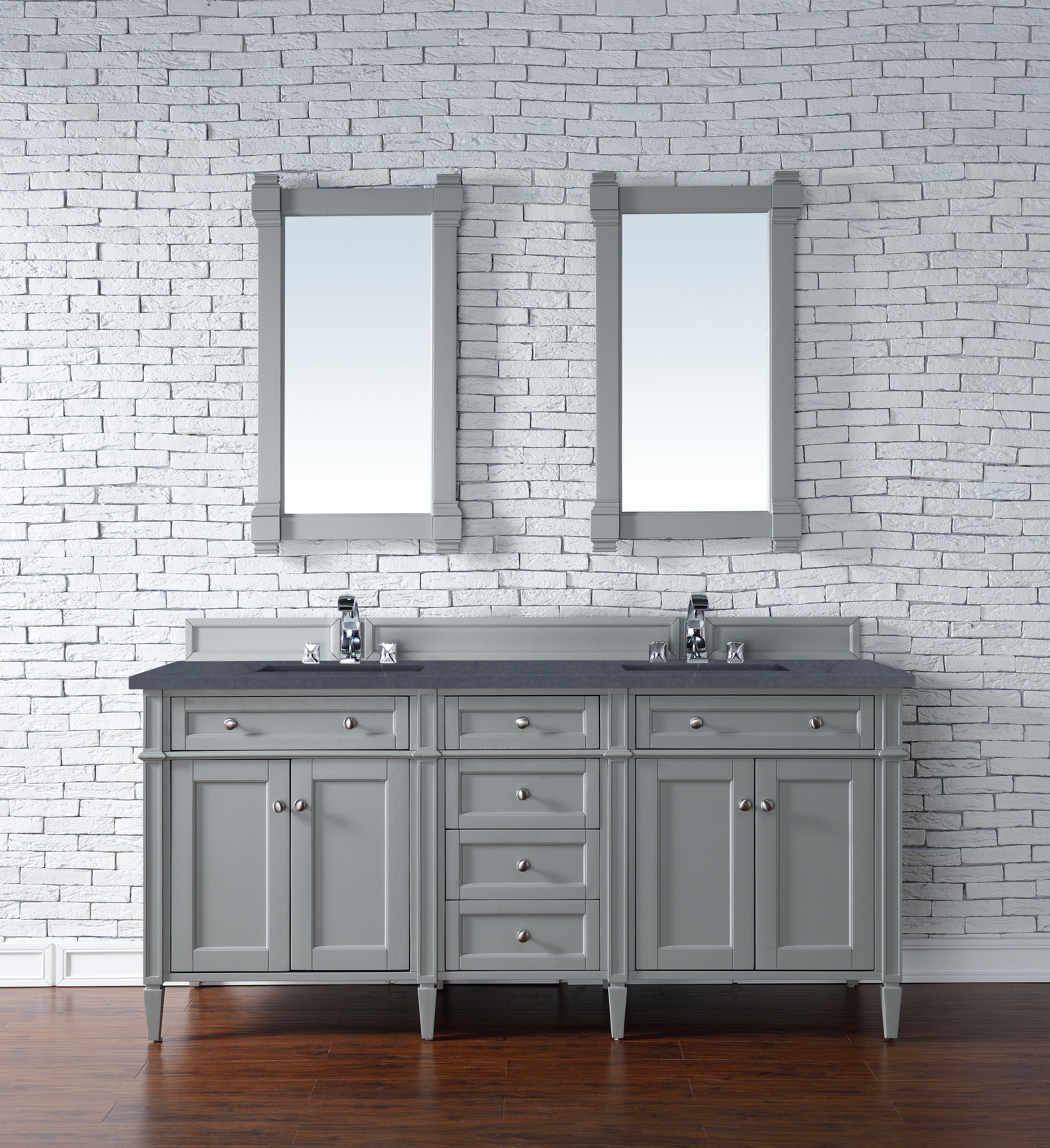 Brittany 72 Inch Urban Gray Double Bathroom Vanity with 3CM Charcoal Soapstone Quartz Countertop - Perfect for Modern Master Bathrooms and Luxury Home Renovations