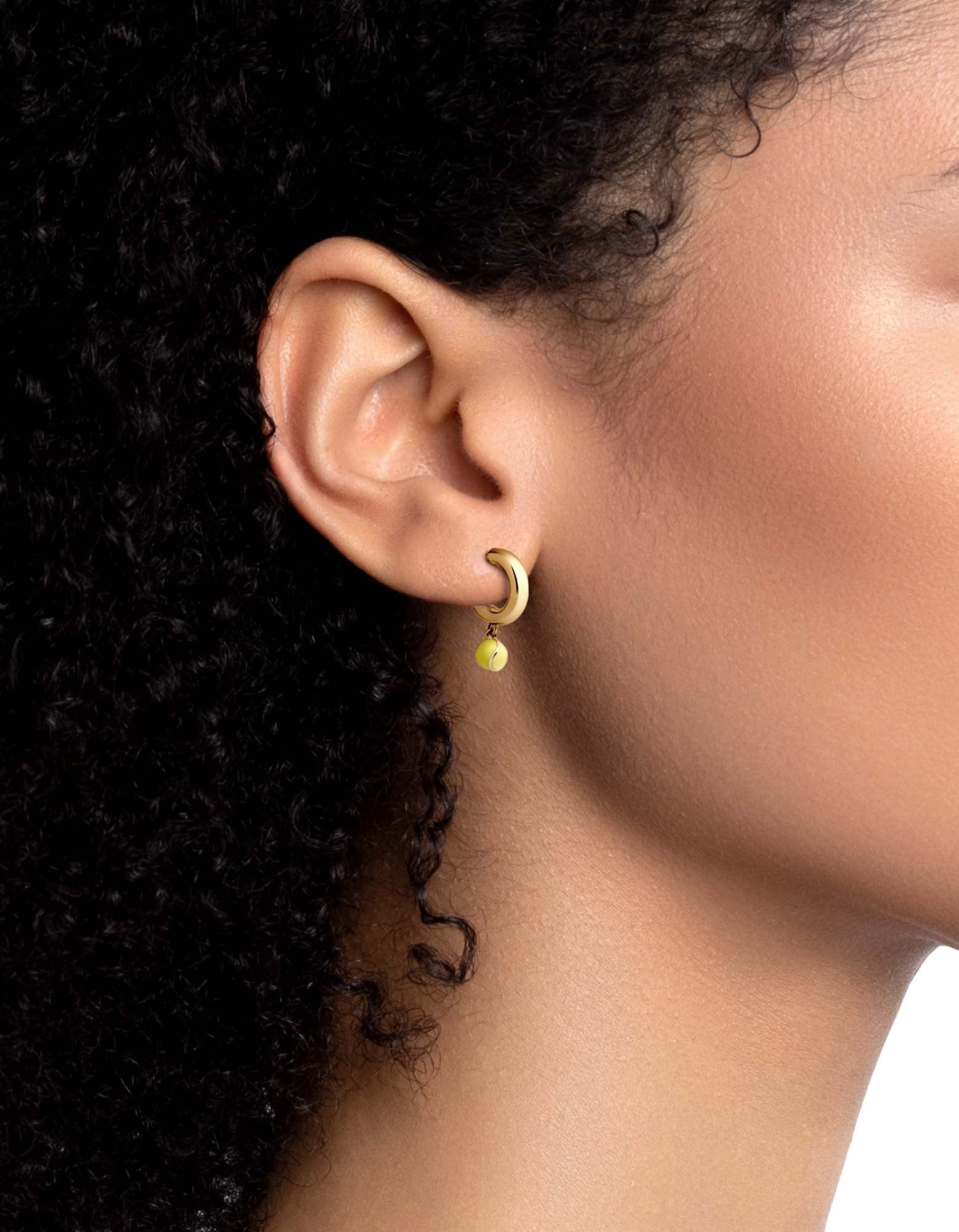 14K Gold Vermeil Double Hoop Earrings with Enamel Accents - Elegant Dangle Earrings for Women, Perfect for Parties, Weddings & Everyday Wear