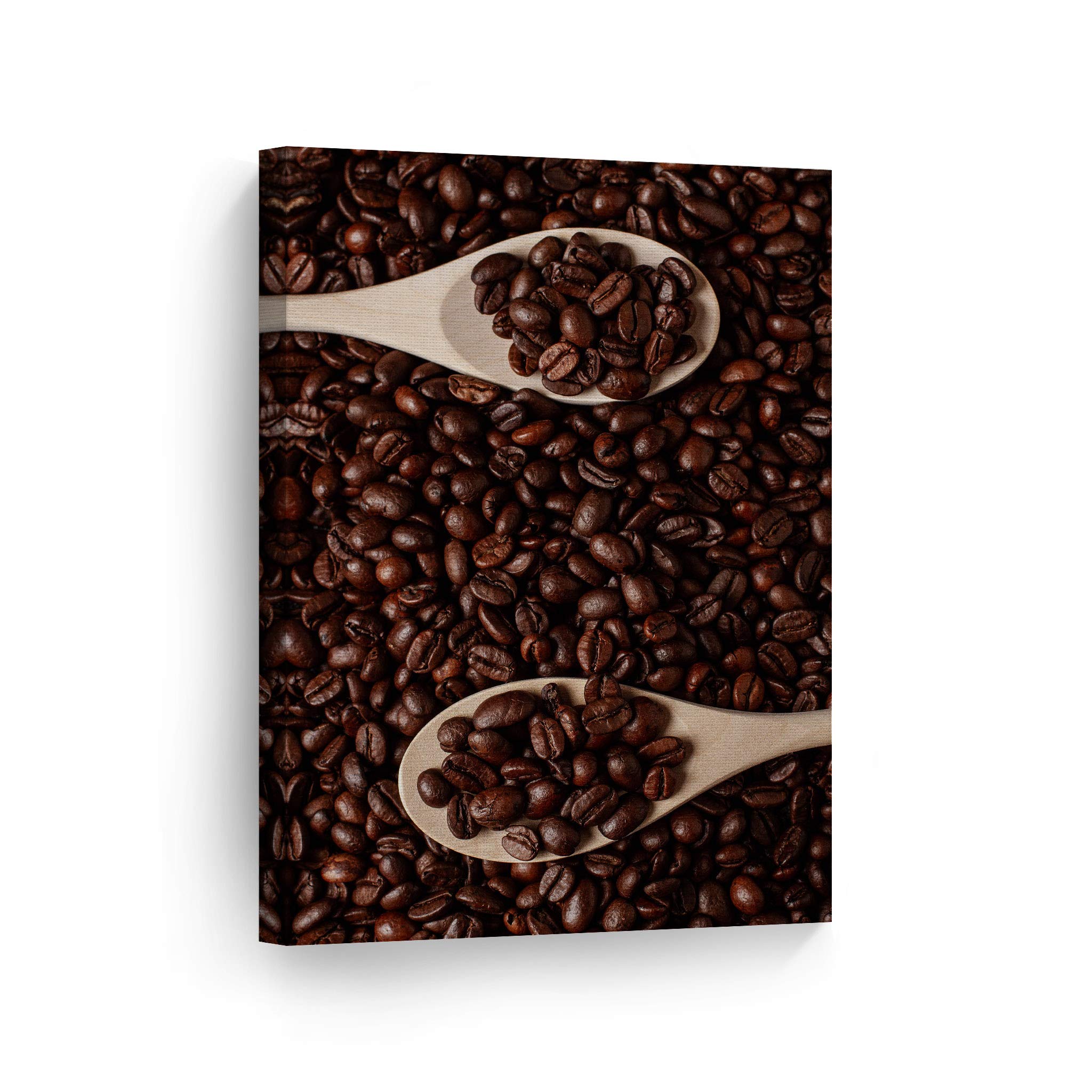 Premium Tasty Coffee Beans on Wood Spoon Canvas Wall Art Print - Modern Kitchen & Cafe Decor, Farmhouse Dining Room Artwork, Housewarming Gift (36x24 Inch) - Perfect for Restaurants, Coffee Shops & Home Decor