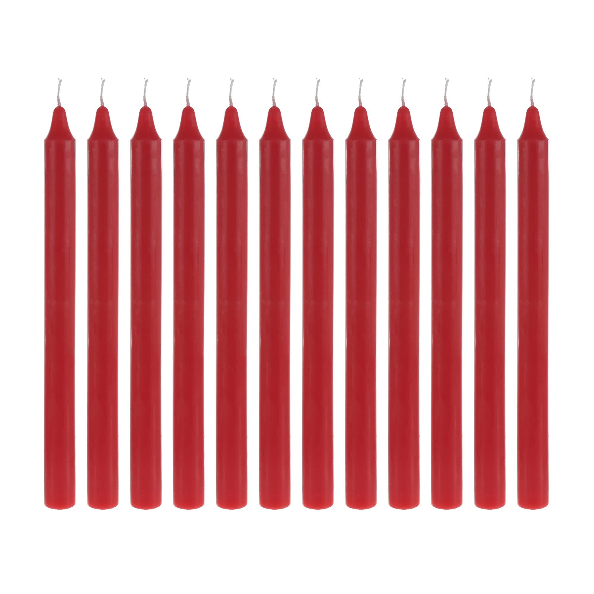Premium Unscented Red Taper Candles 12-Pack - 10 Inch Hand-Poured Wax Candles for Wedding Centerpieces, Birthday Decorations & Romantic Events - Perfect for Dining Tables, Holiday Decor & Candle Holders (7/8 Inch Diameter)