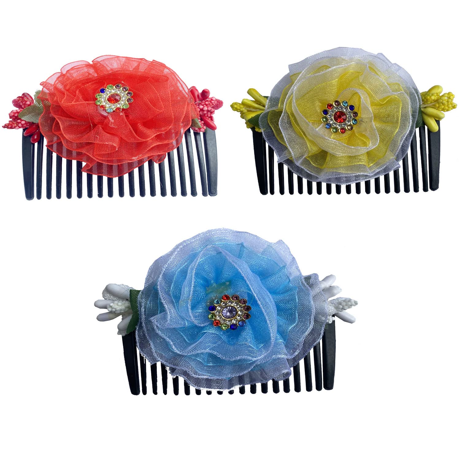 Vinshbond Floral Hair Clips for Women - 3 Pack, Wedding & Party Hair Accessories