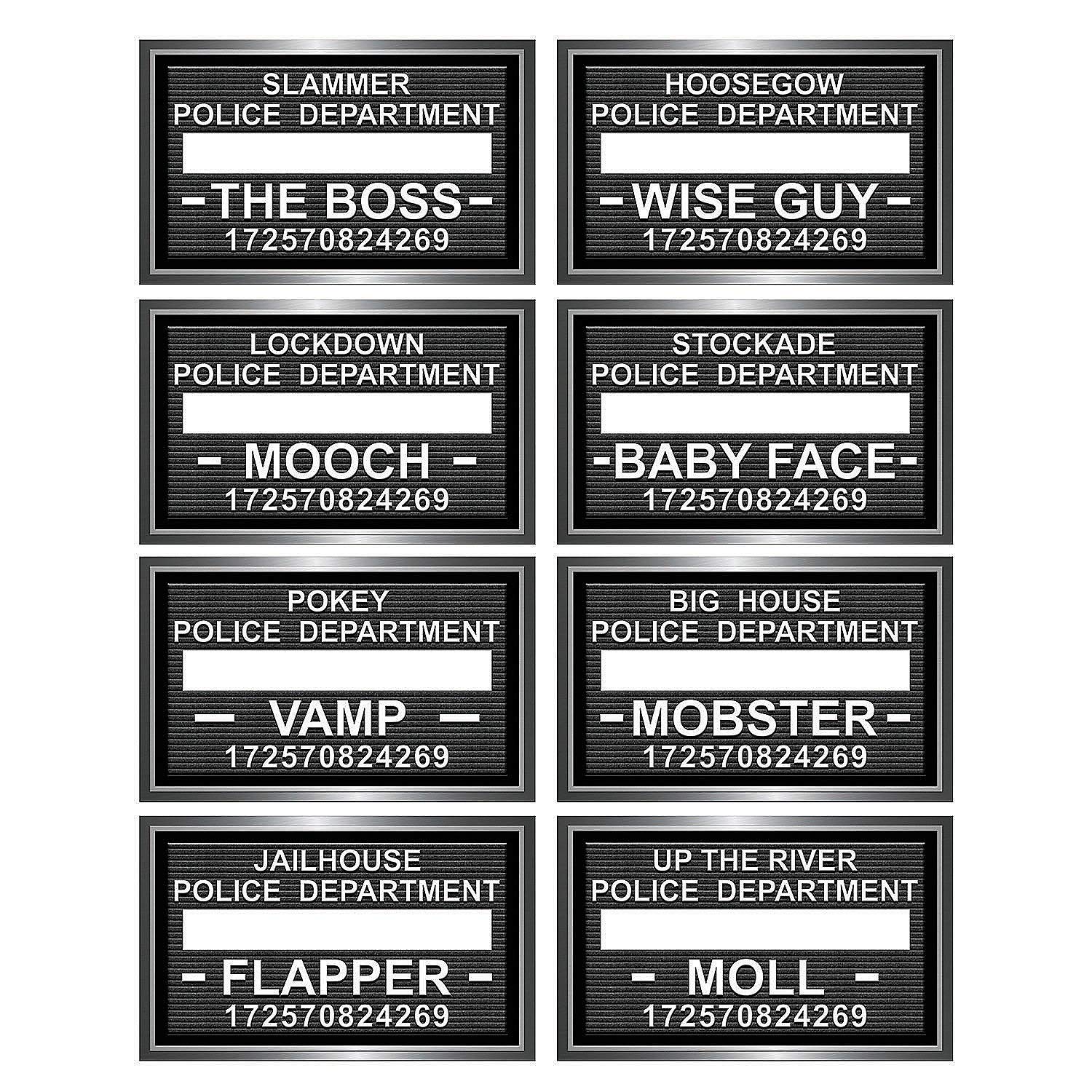 Speakeasy Mug Shot Photo Booth Props - 8-Piece Set for Themed Parties, Costume Events & Vintage Decor