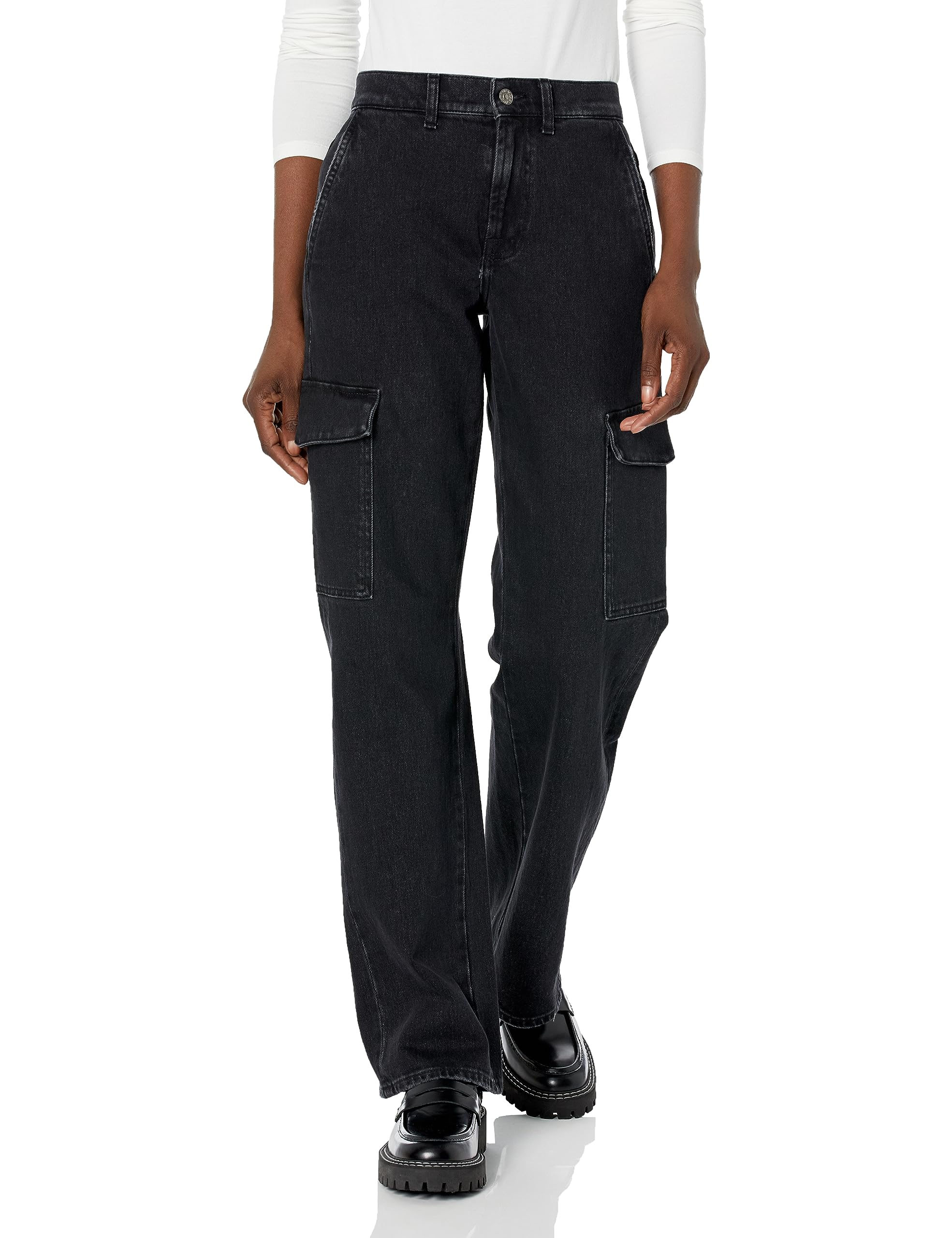 7 For All Mankind Women's Tess Cargo Pants - High Waisted Stretch Denim Jeans with Utility Pockets | Casual & Workwear Style for Everyday Comfort