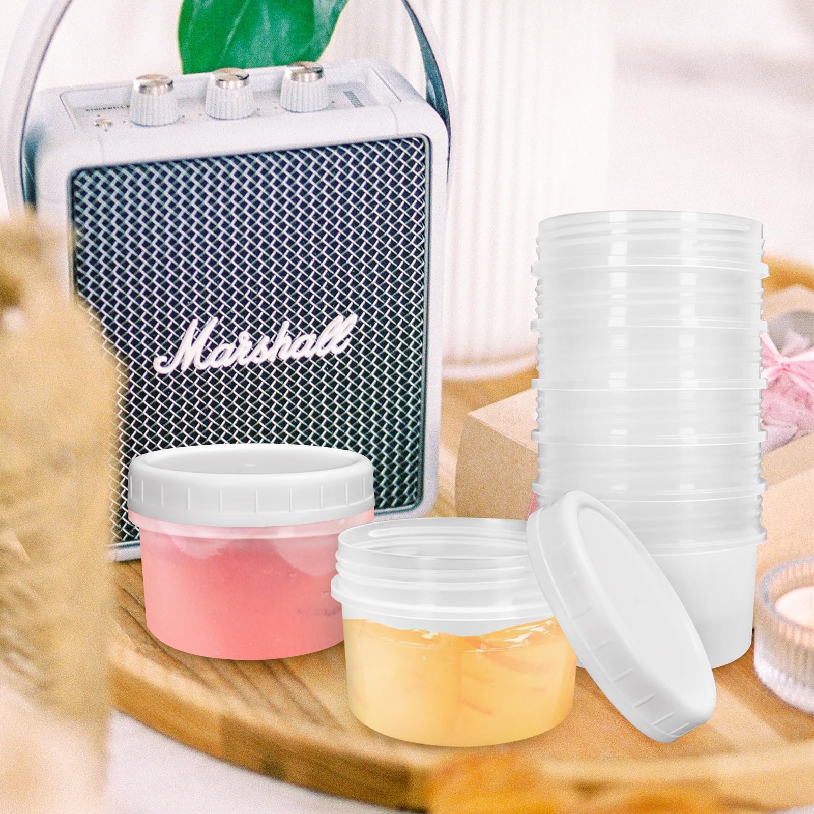 10-Pack 4oz Reusable Plastic Food Storage Containers with Screw Lids - BPA-Free Small Freezer-Safe Deli Containers, Stackable Sauce & Condiment Jars for Meal Prep, Lunch Box, Pantry Organization & Kitchen Storage