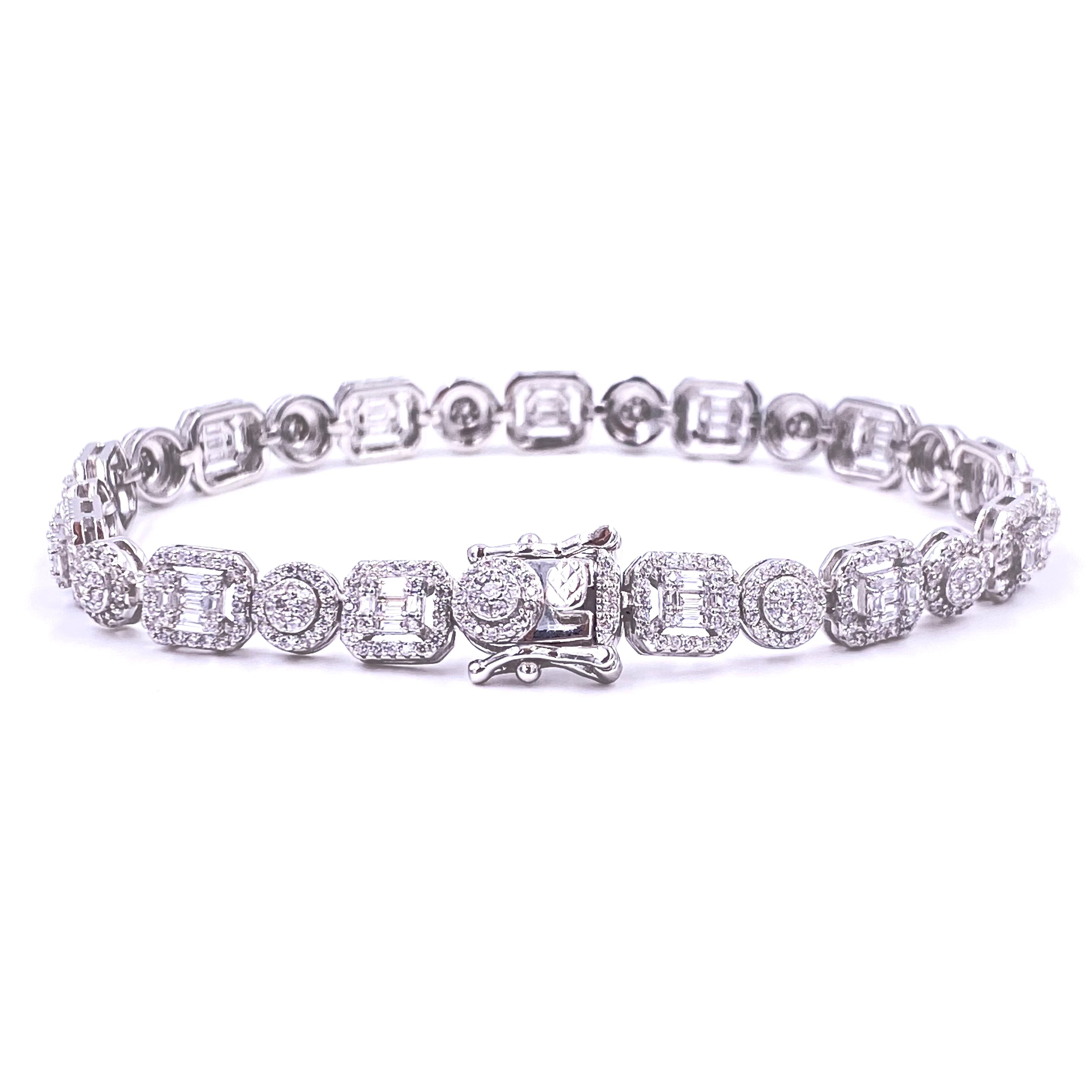 Antique Style Ashley Gold Sterling Silver Tennis Bracelet for Women - Elegant Vintage Jewelry for Parties, Weddings & Special Occasions