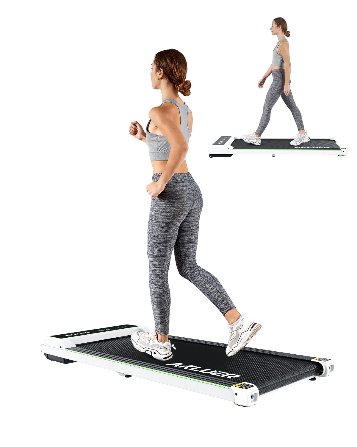AKLUER Under Desk Treadmill - Portable Walking Pad with Remote Control & LED Display, No Installation Required for Home Office, Jogging, Running & Walking | Compact Space-Saving Design for Small Apartments & Workstations