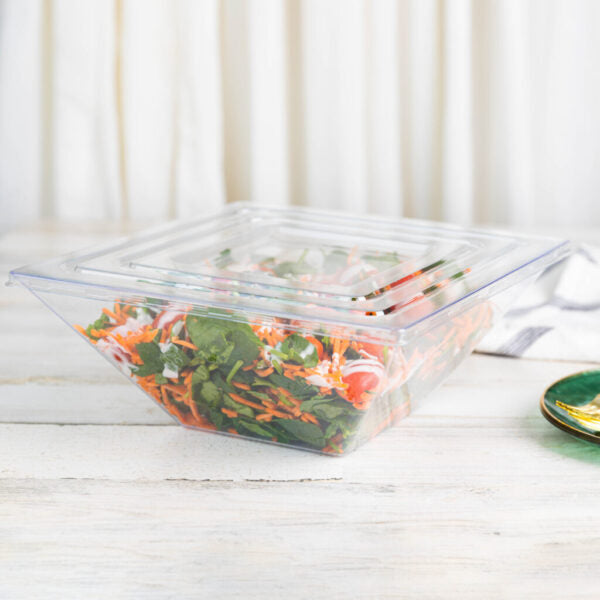 3-Pack Clear Plastic Square Serving Bowls - Durable & Lightweight for Parties, Picnics, and Food Display
