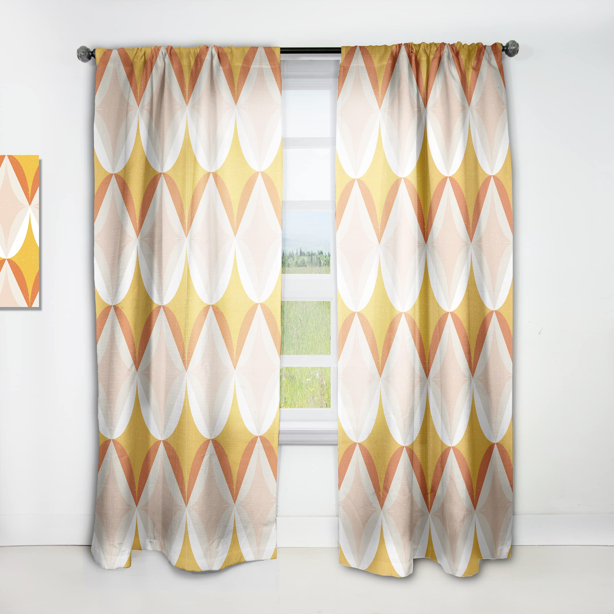 DesignQ Retro Abstract XII Thermal Insulated Curtain Panel - 52x108 Inches - Blackout Drapes for Bedroom & Living Room - Perfect for Home Decor, Privacy & Energy Efficiency