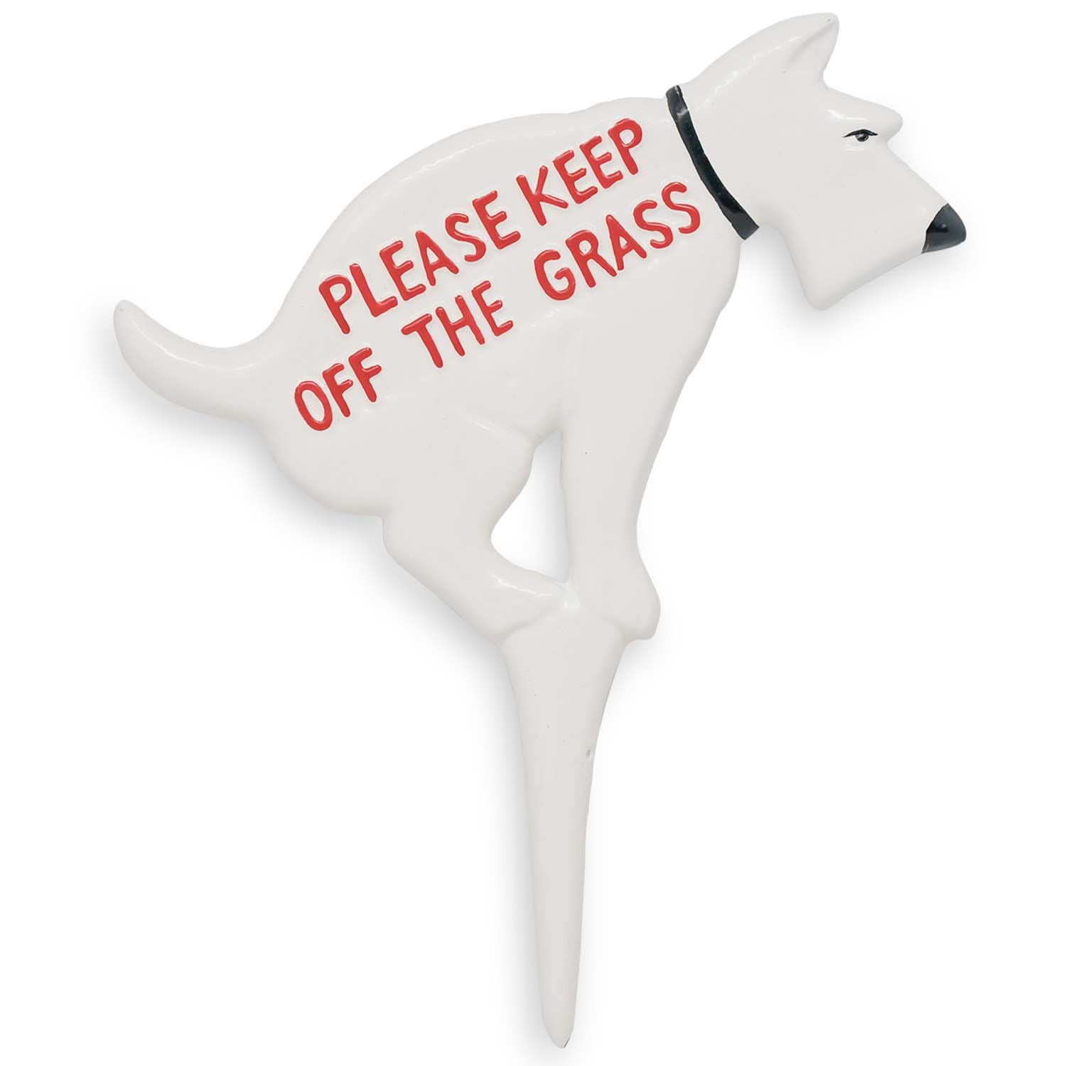 Sebago Ironworks No Pooping Dog Yard Sign - Rustproof Cast Iron with White Waterproof Paint - Funny Pee & Poop Prevention Sign for Lawn & Garden - Perfect for Front Yards, Backyards & Pet Areas