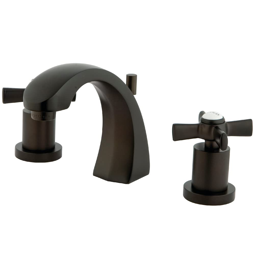 KINGSTON BRASS KS4985ZX Millennium 8 to 16-Inch Widespread Bathroom Faucet with Brass Pop-Up Drain, Oil Rubbed Bronze Finish - Perfect for Modern Vanities and Powder Rooms