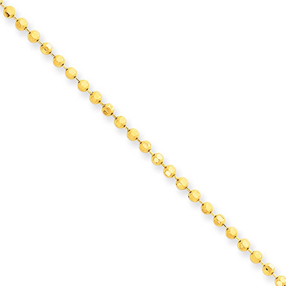 2mm Black Bow 14k Yellow Gold Solid Polished Bead Chain Necklace - Perfect for Everyday Wear & Special Occasions