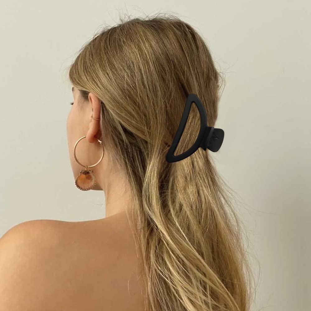 Canitor Hair Clips Set - 4Pcs Black Acrylic Semicircle Claw Clips for Women, Strong Hold Hair Accessories for Thick & Thin Hair - Perfect for School, Work, Gym & Everyday Styling