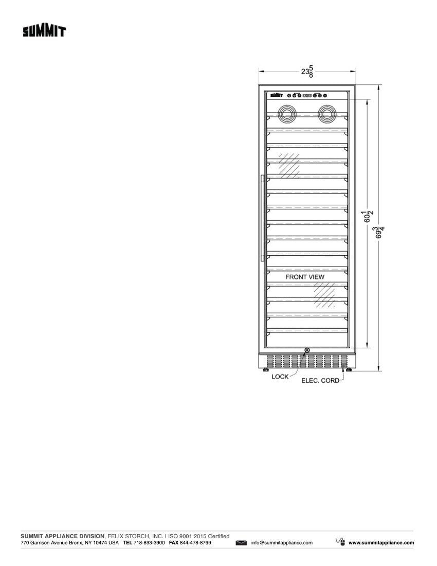 SUMMIT 24-Inch 171 Bottle Wine Cooler Refrigerator (Model SWC1926) - Perfect for Home Bars, Restaurants, and Wine Storage