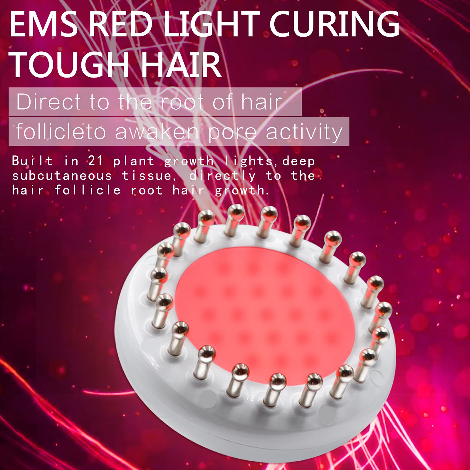Electric Scalp Massager with Vibration & Color Light - Handheld Head Massage Comb for Hair Growth, Stress Relief & Relaxation - Perfect for Home, Office & Travel Use