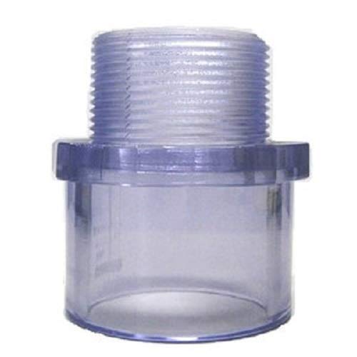 Clear PVC Pipe Fitting (Bluish Tint) - 3/4 Inch Male Adapter, Schedule 40/80, 1.05 Inch ID with Socket & Threads - Perfect for Plumbing, Irrigation, and DIY Water Systems