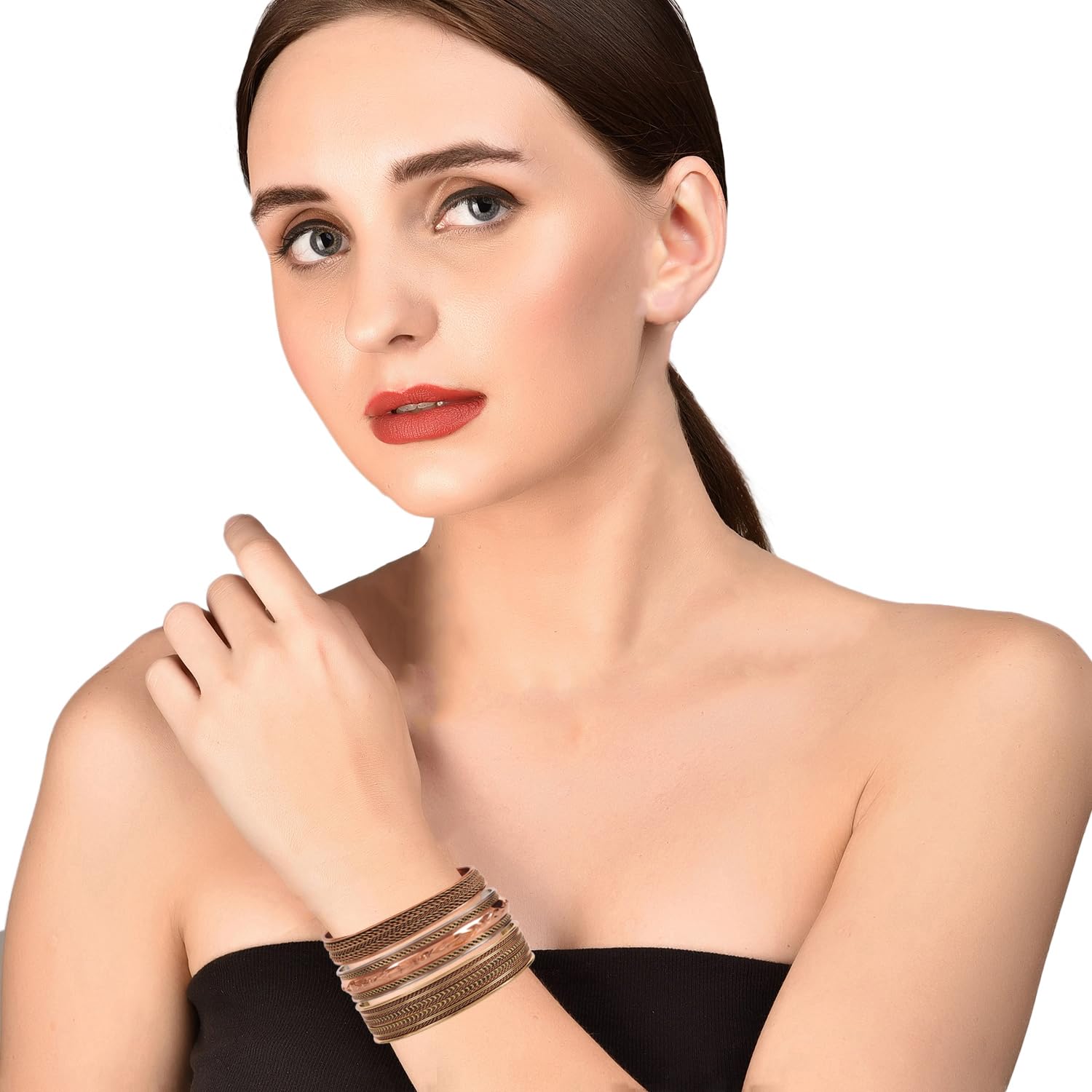 Authentic Tibetan Style Touchstone Copper Bracelet - Hand Forged Solid High Gauge Copper Cuff for Men & Women - Multiple Design Options - Perfect for Meditation, Yoga & Spiritual Healing