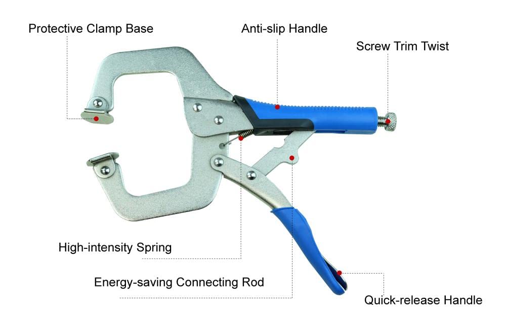 KF4022 4-Piece Adjustable C-Clamp Set - 11 Inch Length, 3 Inch Clamping Capacity - Heavy Duty Face Clamps for Woodworking, Metalworking & DIY Projects - Perfect for Carpentry, Welding & Home Repairs