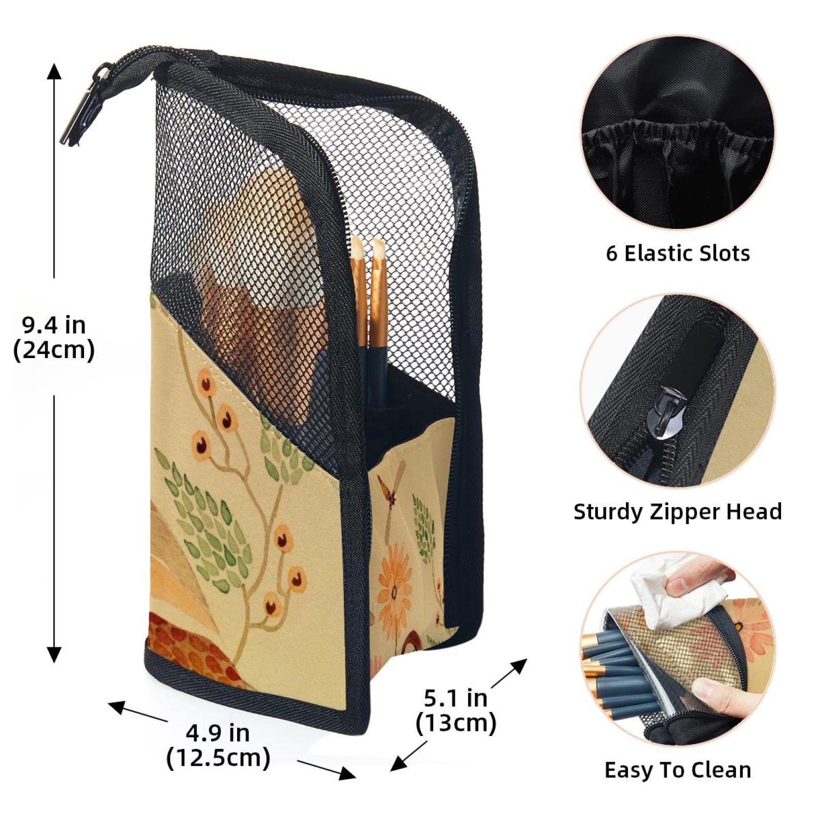 Premium 12-Piece Makeup Brush Organizer Bag with Daisy Floral Design - Portable Travel Brush Holder Case for Professional & Home Makeup Storage