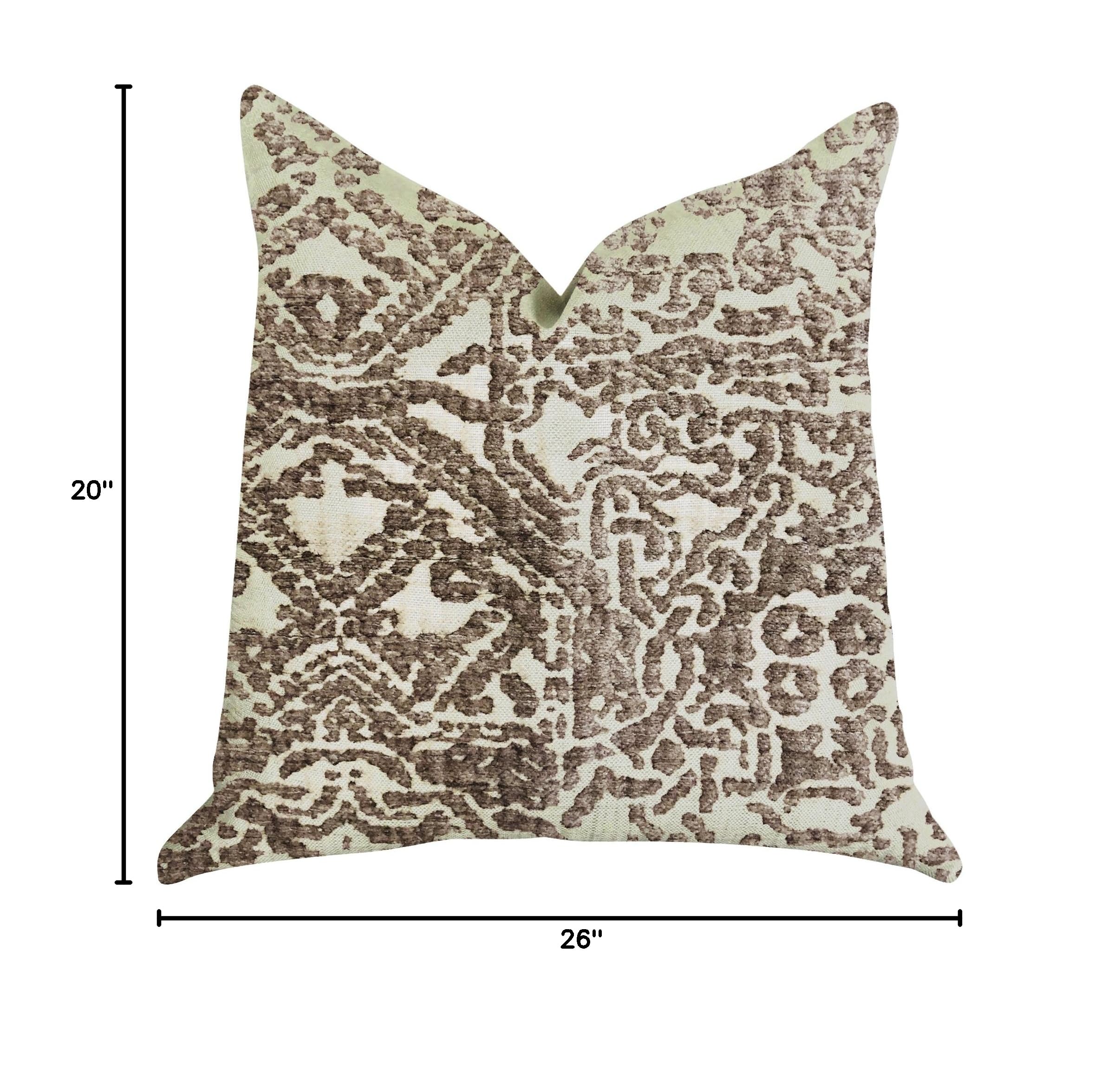 Plush Textured Double Sided Luxury Throw Pillow 20x26 Inches - Brown Beige Home Decor for Sofa, Bed, Couch & Living Room