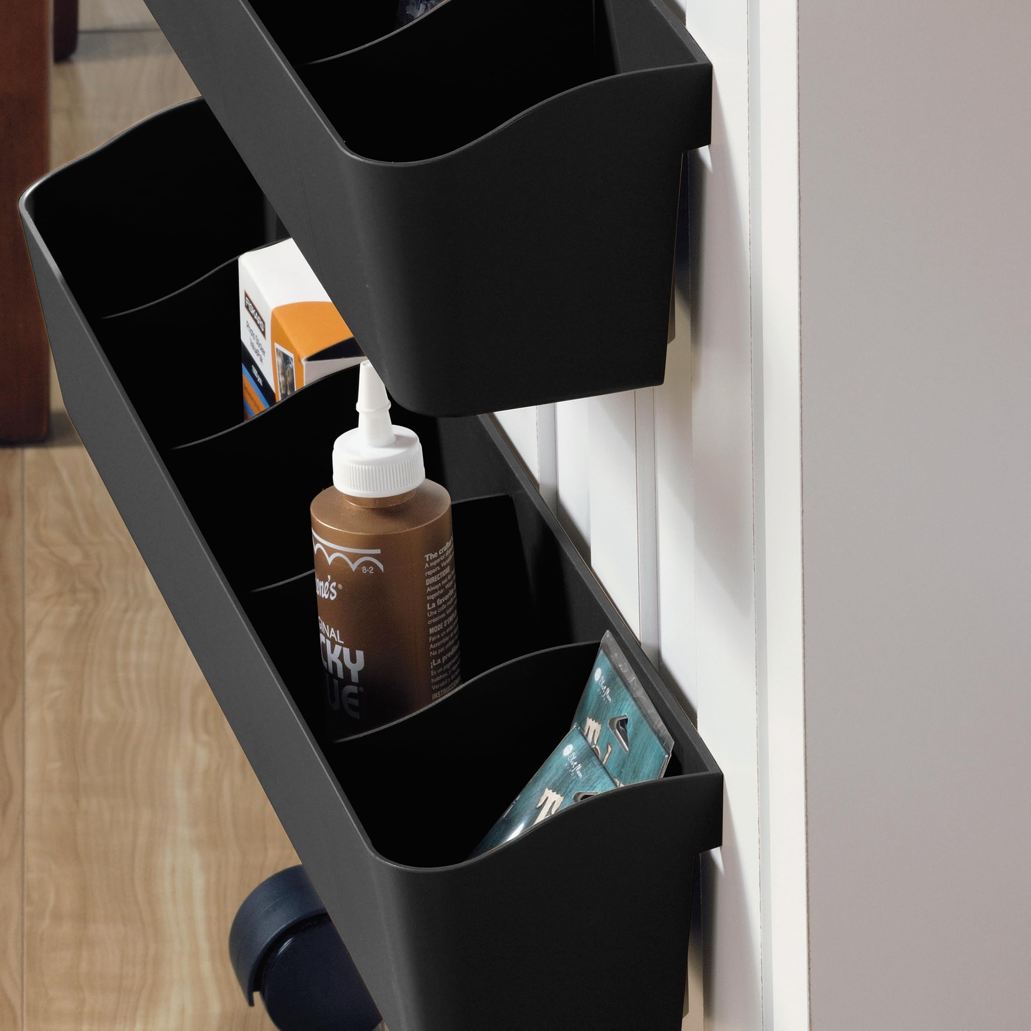 Sauder Soft White Folding Sewing Table & Craft Cart Storage Cabinet - Perfect for Sewing, Quilting, and DIY Craft Organization at Home