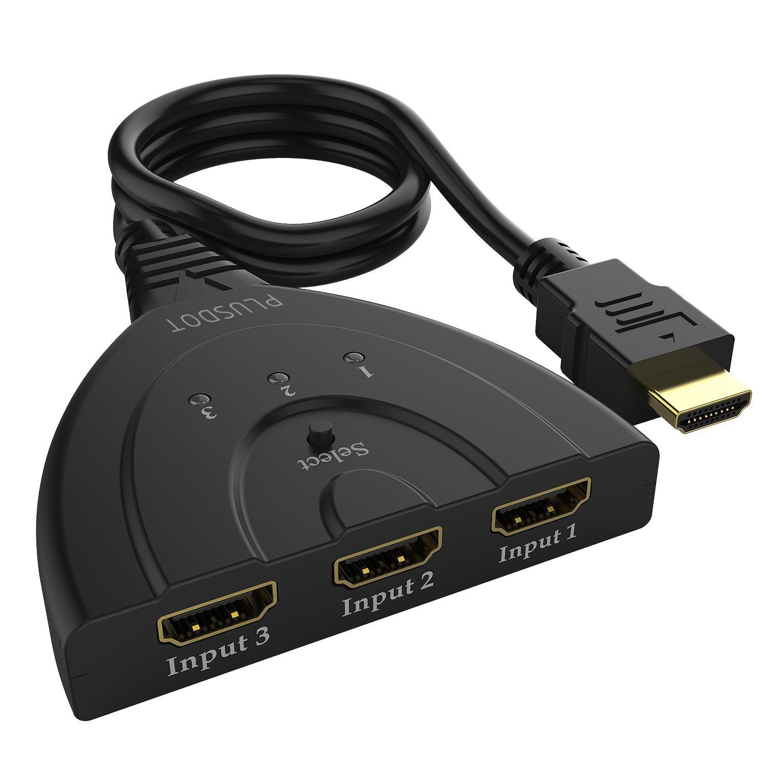 3-Port HDMI Switch Splitter 3x1 Selector with Pigtail Cable - 1080P HD 3D Switcher for HDTV, Blu-ray, DVD, PS4/PS3, Xbox 360/Xbox One - Perfect for Home Theater & Gaming Setup