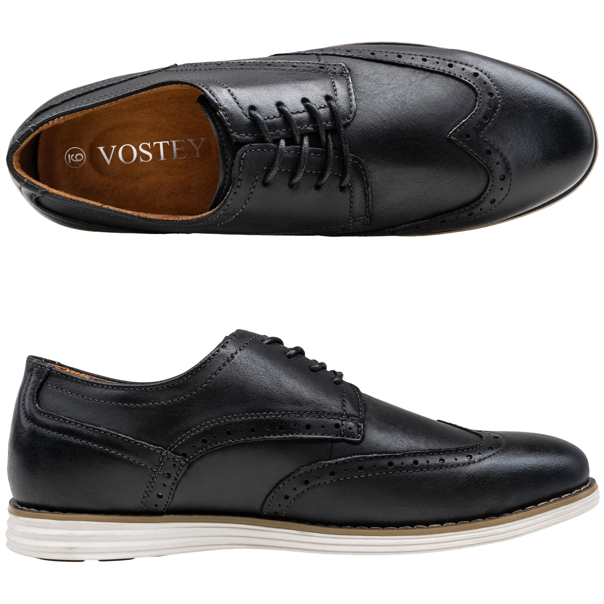 Premium Vostey Men's Leather Oxford Dress Shoes - Business & Formal Work Shoes for Office, Wedding & Special Occasions