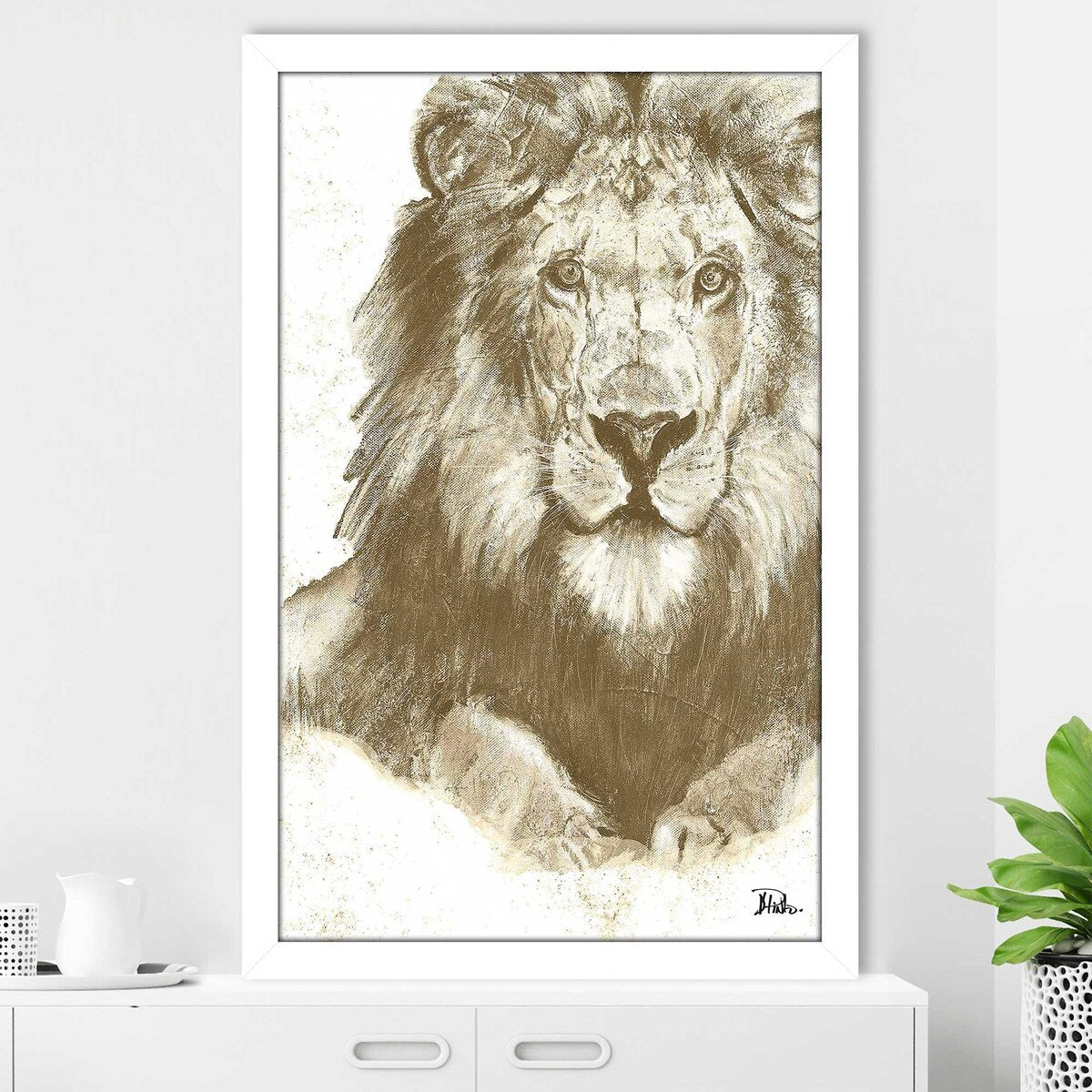 Stylish Muted Lion Vertical Print on Acrylic - Modern Wall Art for Living Room, Bedroom & Office Decor