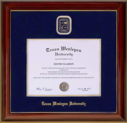 Texas Wesleyan University Diploma Frame with Embossed School Seal - Premium Display Case for Graduation Certificates, Diplomas & Degrees - Perfect for Office, Home or Dorm Decor
