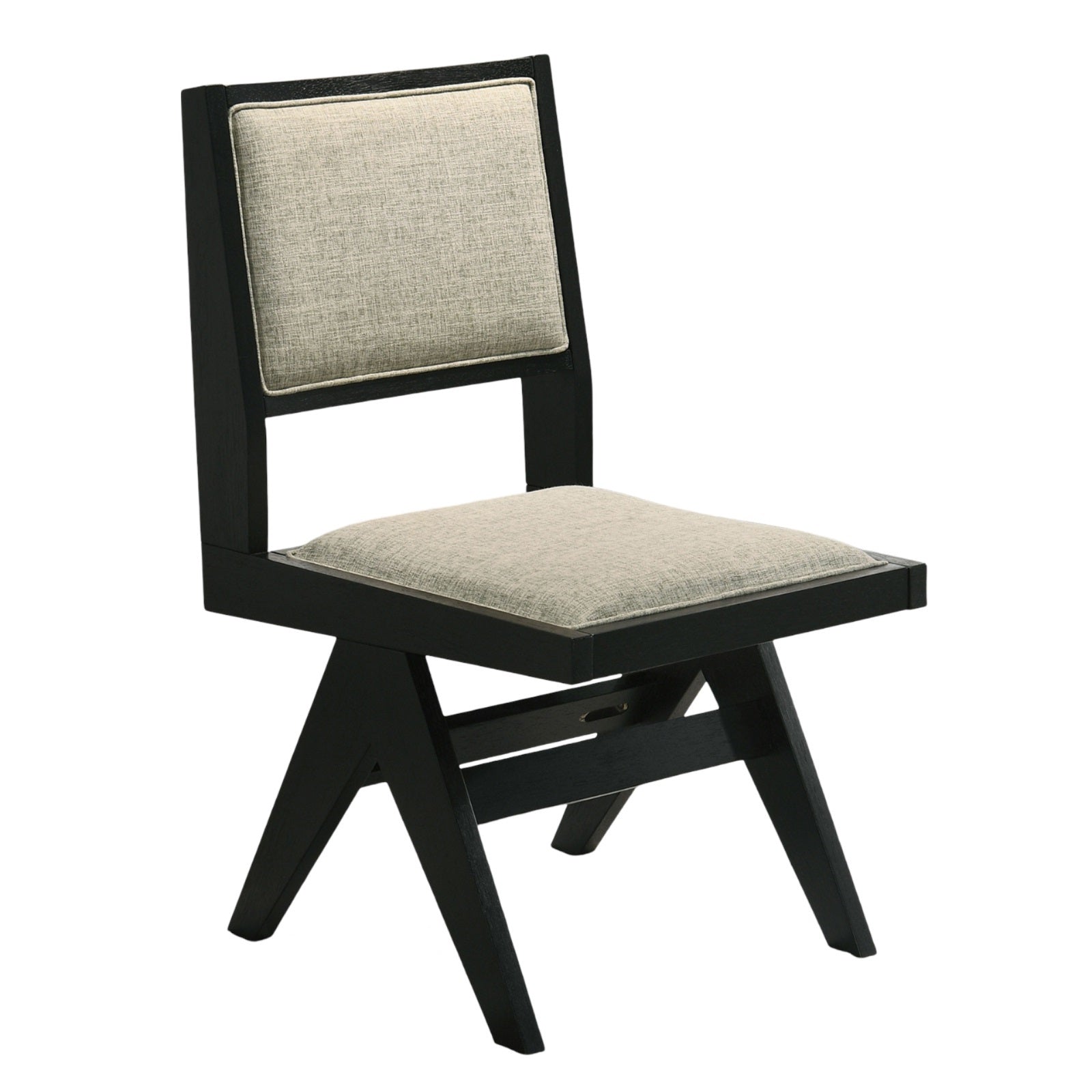 Modern Black 2-Piece Dining Side Chairs with Light Gray Fabric Upholstery - Armless Contemporary Dining Room Chairs for Small Spaces & Breakfast Nooks