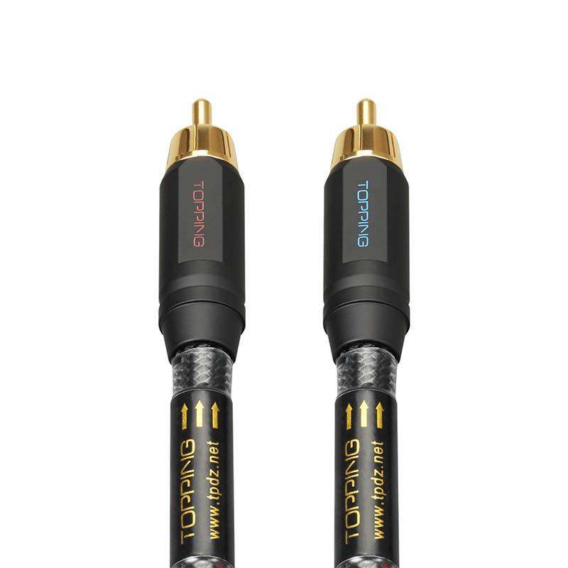 Premium TOPPING TCR2 6N Single Crystal Copper Gold Plated RCA Audio Cable - High-End Interconnect for Home Theater, Hi-Fi Systems & Audiophile Setups
