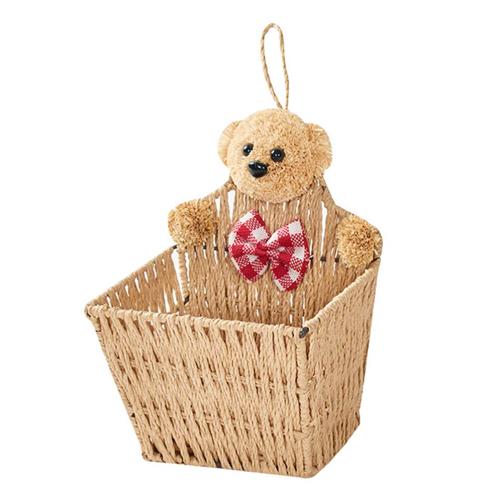 Cabilock 1-Piece Bear Woven Wall Hanging Basket - Large Seagrass Storage Bin for Home Organization | Perfect for Bathroom, Bedroom & Living Room Decor