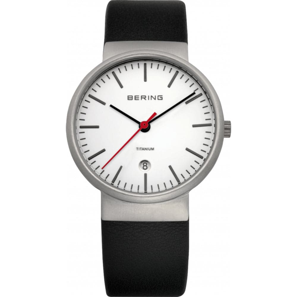 BERING 11036-404 Men's Watch with White Dial & Black Leather Strap - Stylish Dress Watch for Business, Casual & Formal Occasions