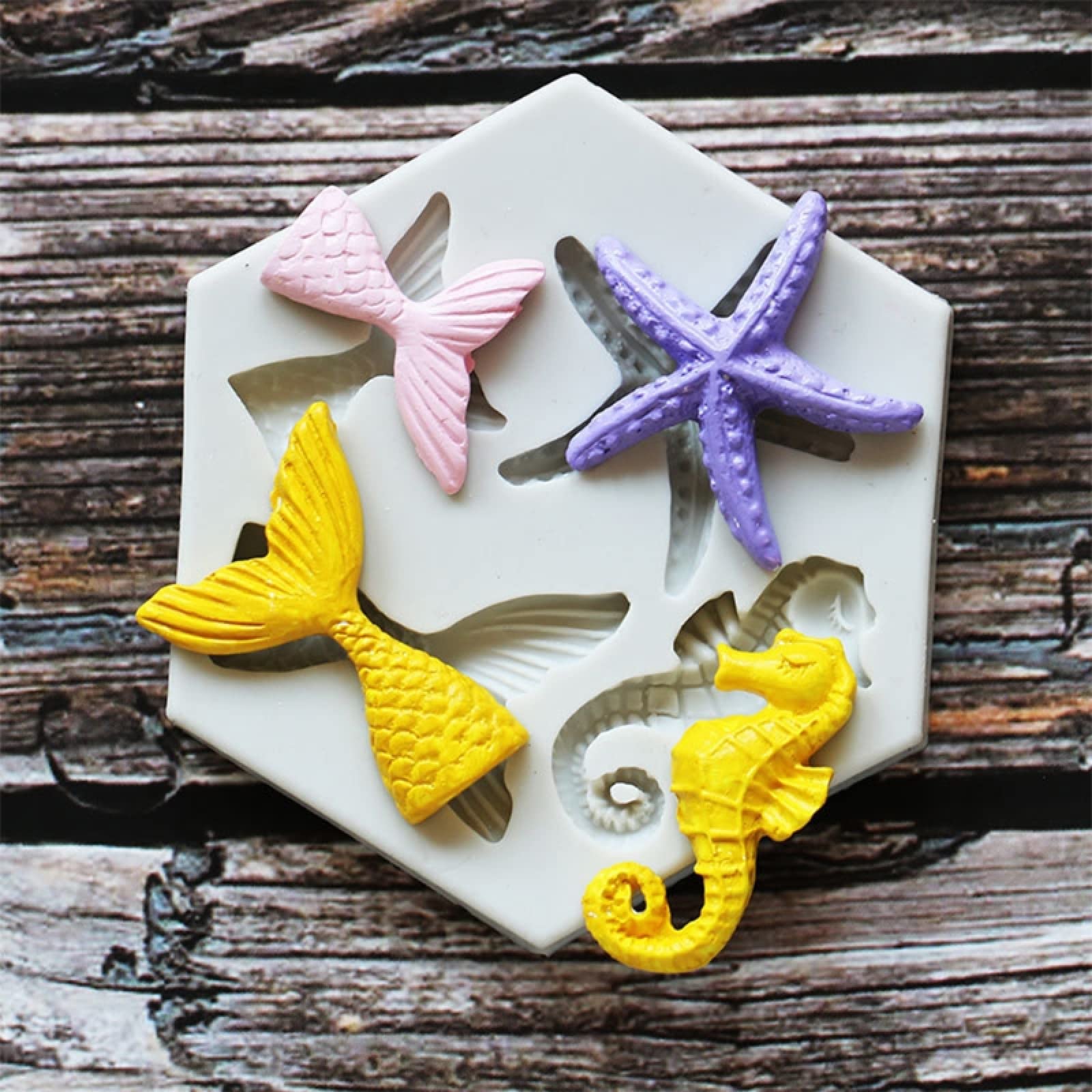 Premium Silicone Fondant Molds for Chocolate & Cake Decorating - Seahorse, Starfish, Fishtail Sea Life Design - DIY Baking Tools for Cookies, Plaster Crafts & Clay Art - Perfect for Birthday Parties, Wedding Cakes & Home Baking Projects