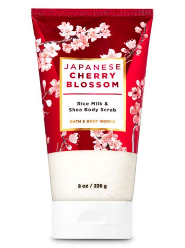 Bath & Body Works Japanese Cherry Blossom Body Scrub - Rice Milk & Shea Butter Exfoliator 8 oz (236g) for Soft, Smooth Skin | 2020 Limited Edition | Perfect for Spa Day & Self-Care Routine