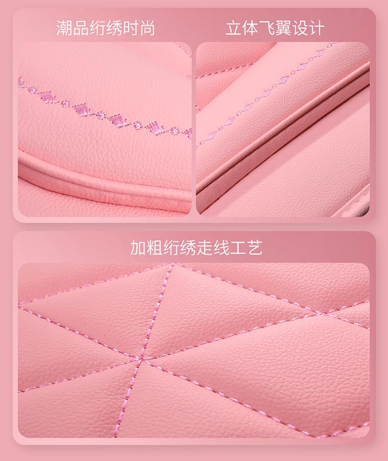 Premium Pink Leather Car Seat Covers Full Set (5-Piece) - Universal Fit for Cars, SUVs & Trucks - Soft Automotive Seat Protectors for Comfort & Style - Perfect for Daily Commute, Road Trips & Family Travel