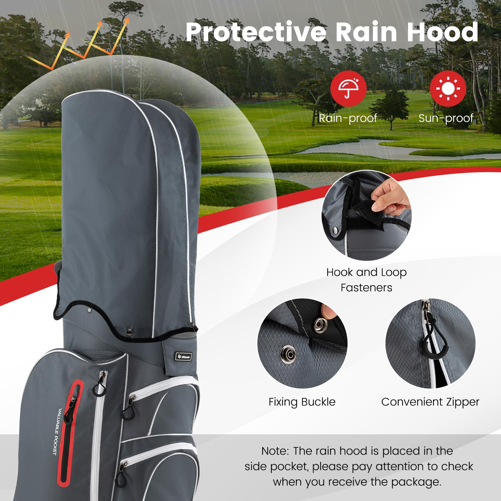 Premium 15-Way Golf Cart Bag with 7 Zippered Pockets & Cooler | Lightweight Golf Club Organizer with Rain Hood, Umbrella Holder & Shoulder Strap | Perfect for Men & Women Golfers on Course or Driving Range