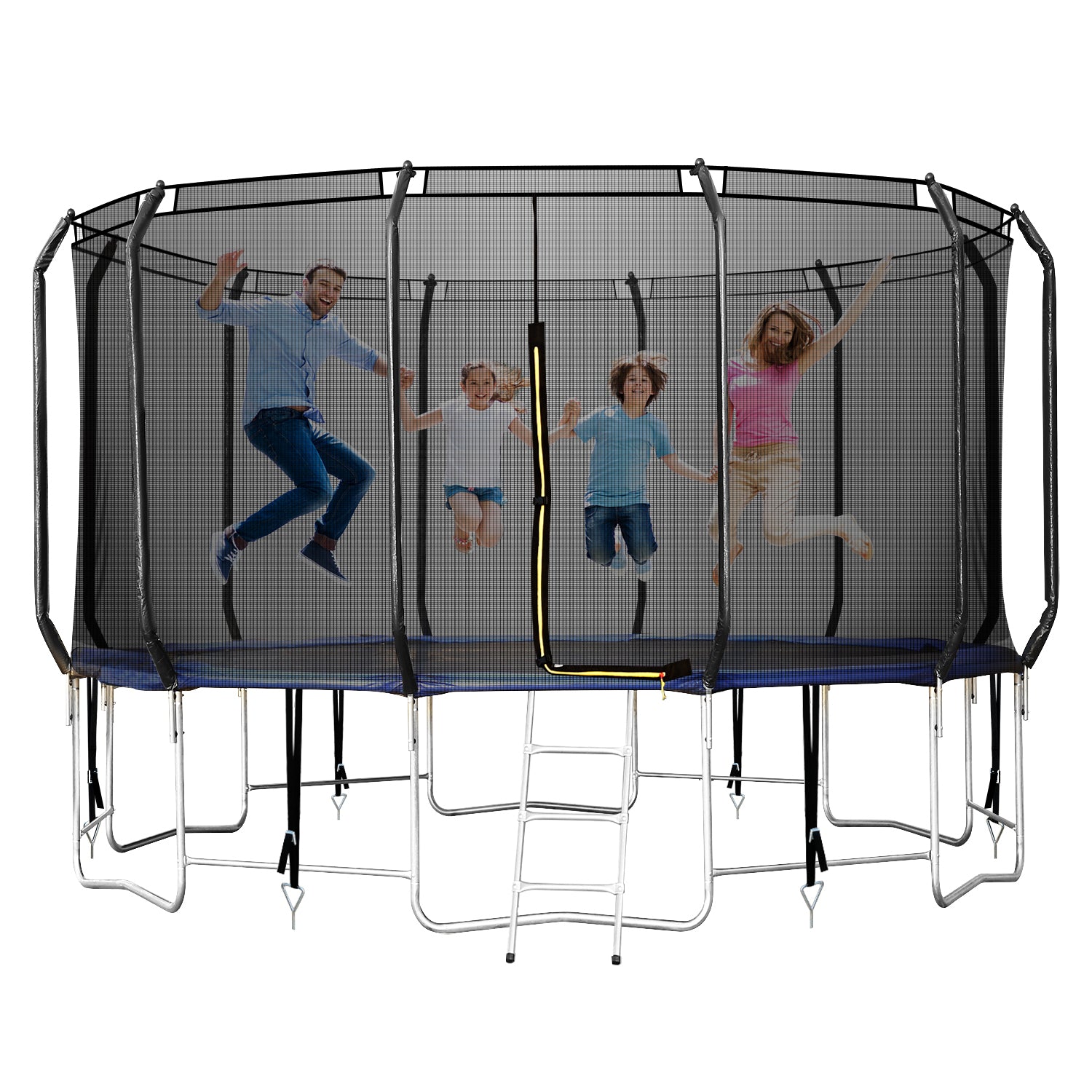 16 FT Easy Assembly Trampoline for Family - Outdoor Jumping Trampoline with Safety Enclosure Net - Perfect for Backyard Fun, Kids Play & Outdoor Exercise