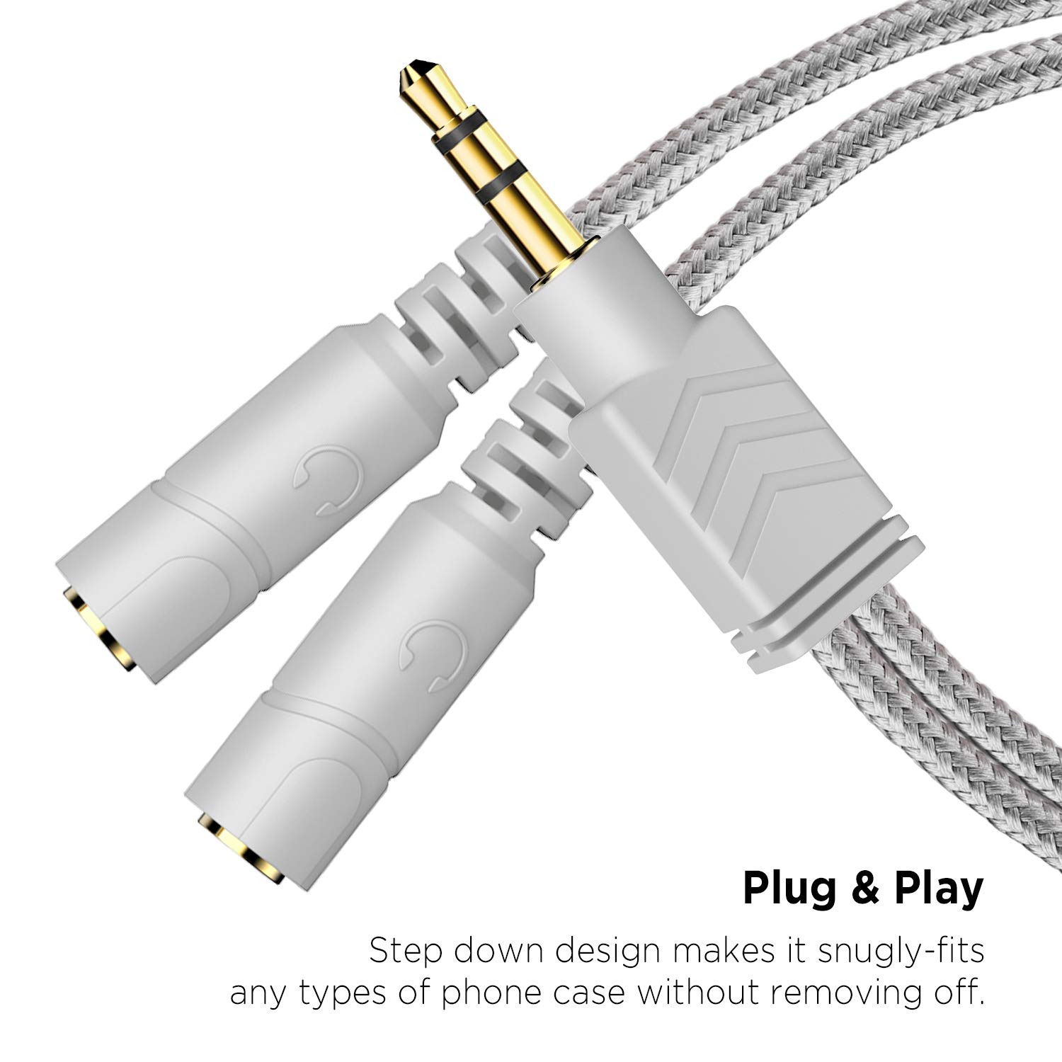 DUKABEL 3.5mm Headphone Splitter Cable - 2-Way Stereo Audio Y Adapter for Headphones, Earphones & Speakers | Equal Sound Distribution | Durable Braided Design | Perfect for Music Sharing, Gaming & Home Theater Systems