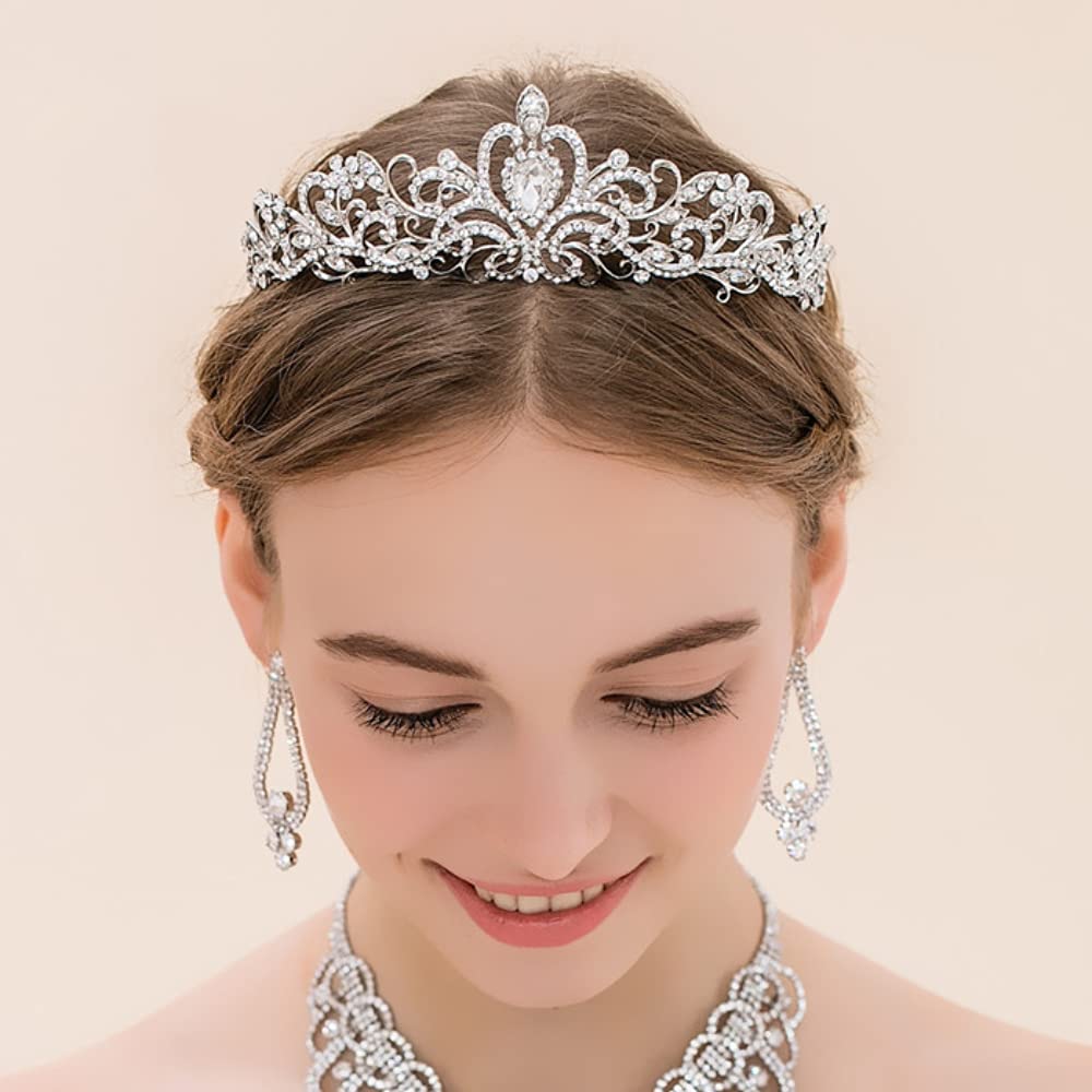 Sparkling Silver Princess Crown for Women & Girls - Crystal Queen Tiara for Bridal, Birthday, Prom, Pageant, Halloween & Christmas Costume Accessories | Perfect for Weddings, Parties & Special Occasions